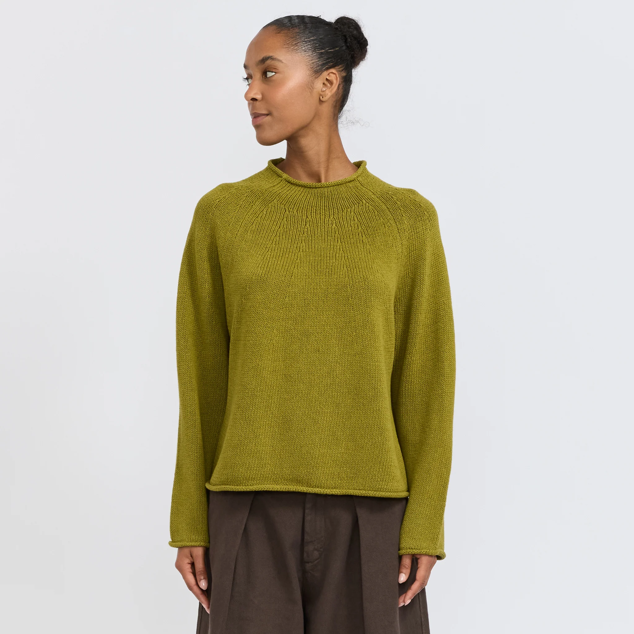Organic Cotton Linen Easy Sweater Olivine