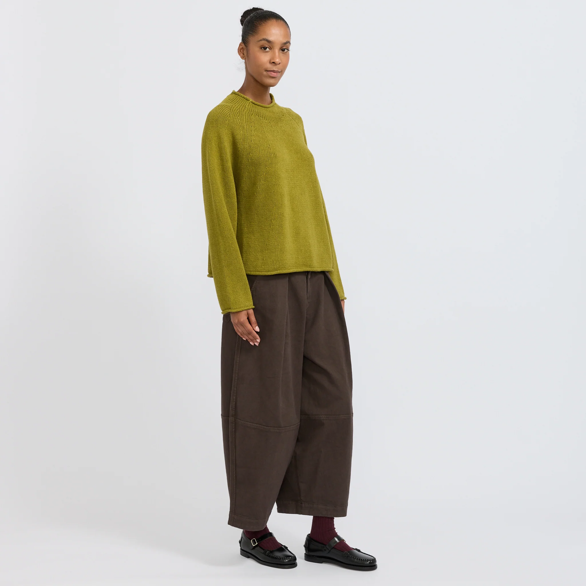 Organic Cotton Linen Easy Sweater Olivine - Image 2