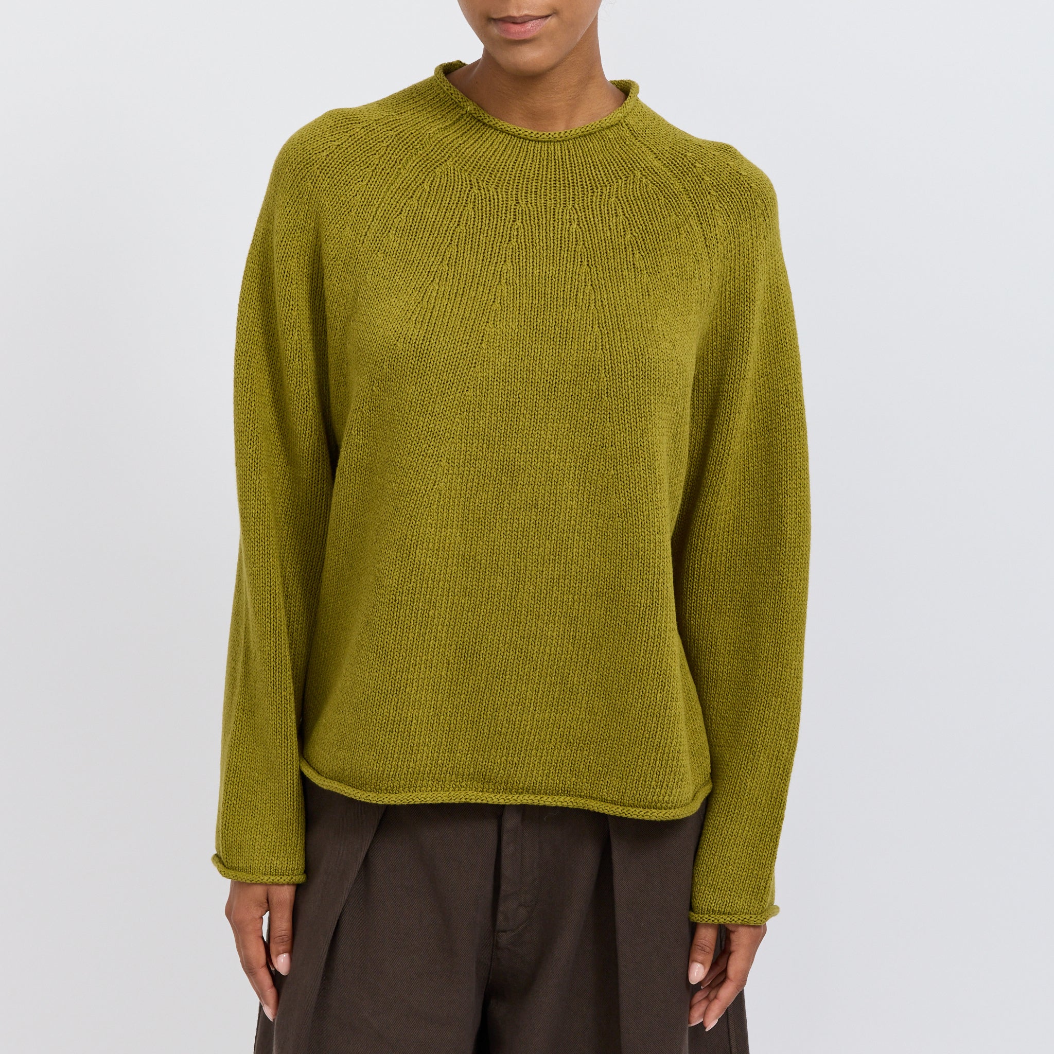 Organic Cotton Linen Easy Sweater Olivine - Image 5
