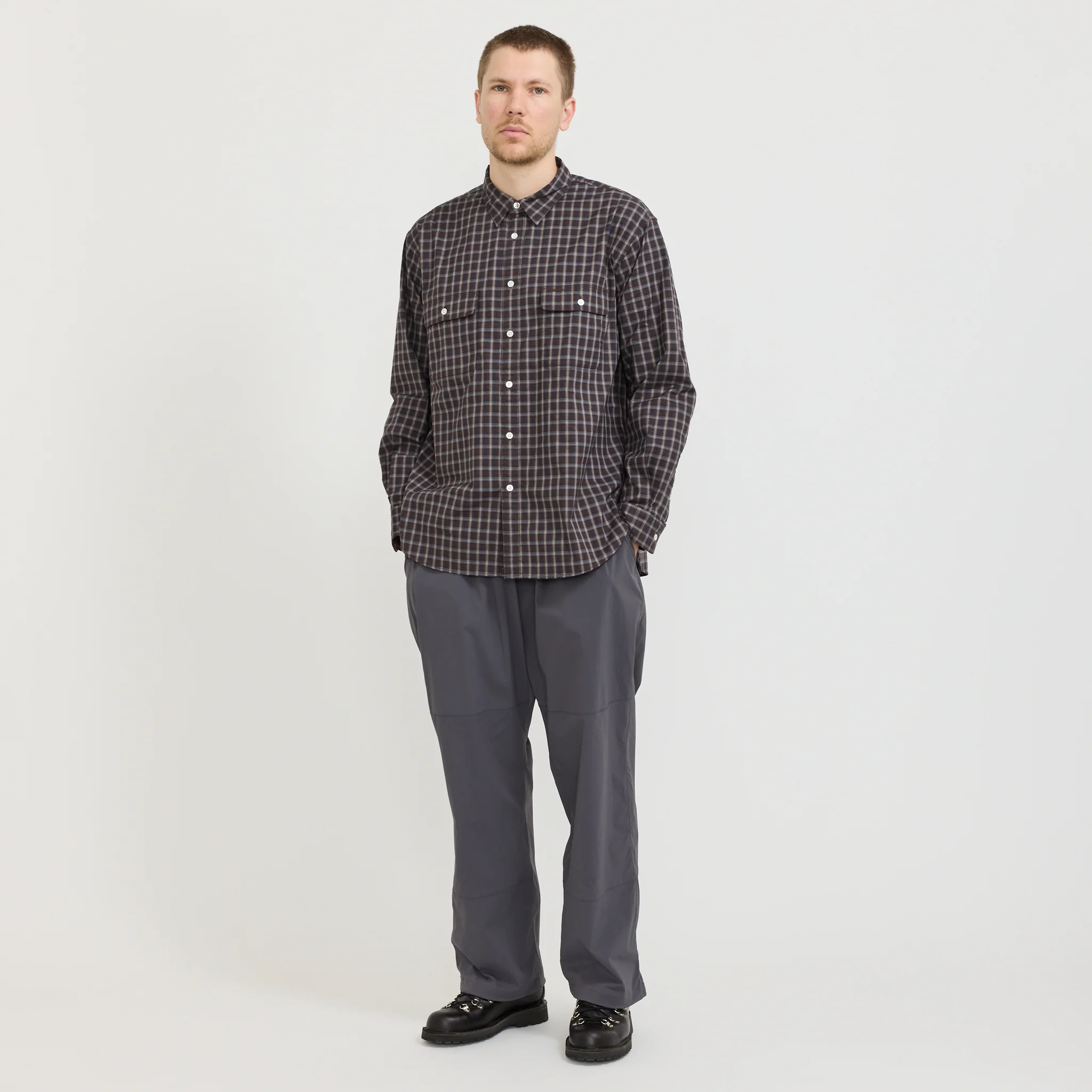Organic Cotton Ombre Check Shirt Brown - Image 2