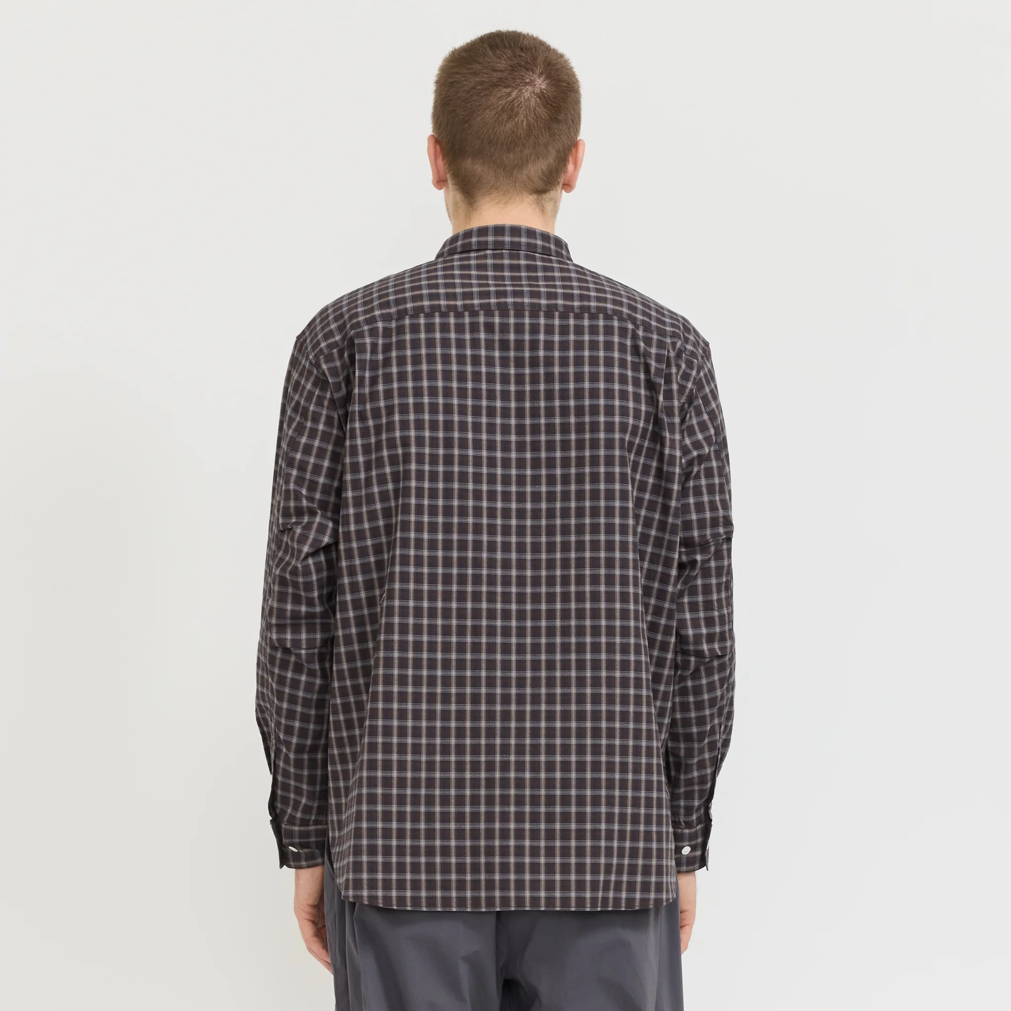 Organic Cotton Ombre Check Shirt Brown - Image 4