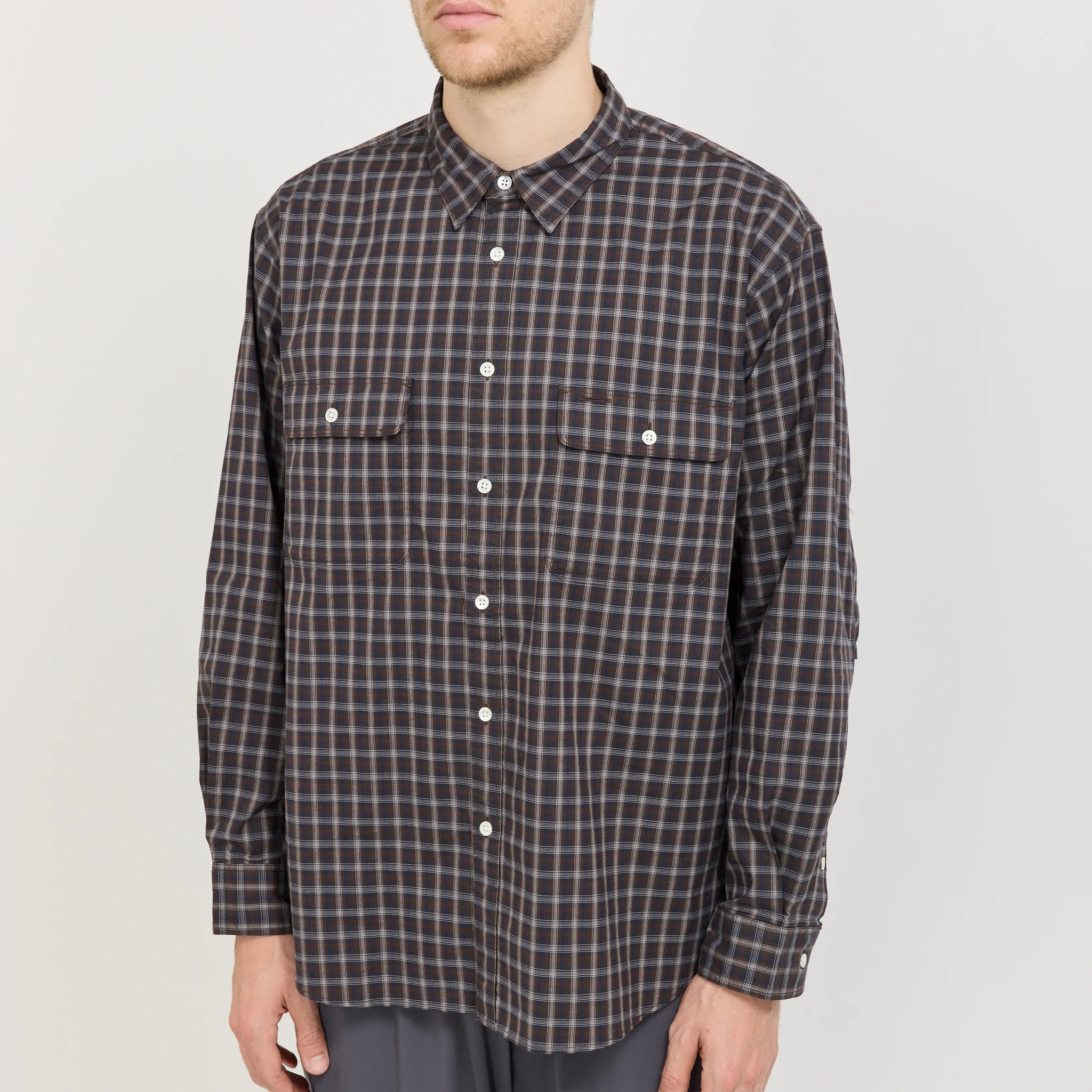 Organic Cotton Ombre Check Shirt Brown - Image 5
