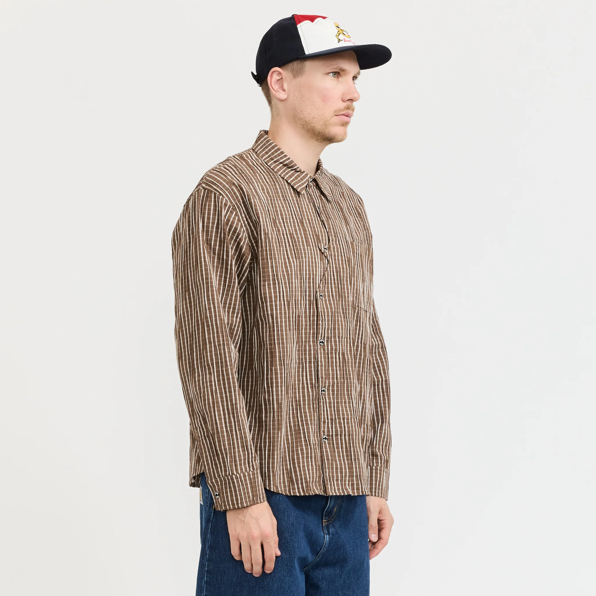 Organic Placket Button Up Shirt Brown - Image 3