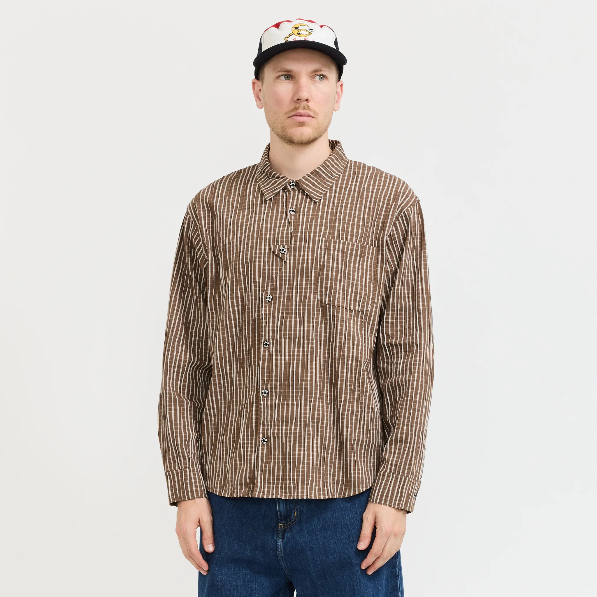 Organic Placket Button Up Shirt Brown - Image 7