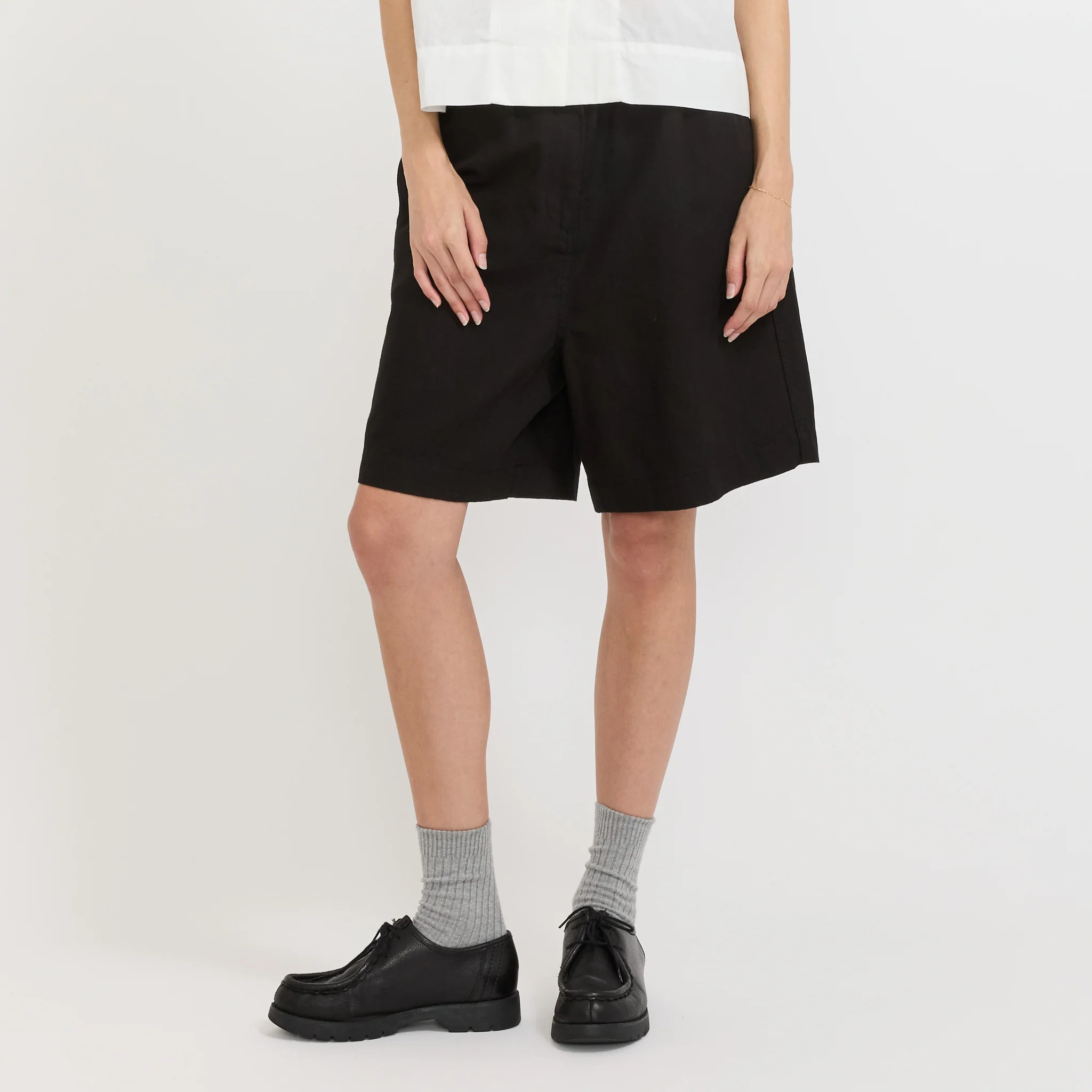 Pale Linen Banding Shorts Black