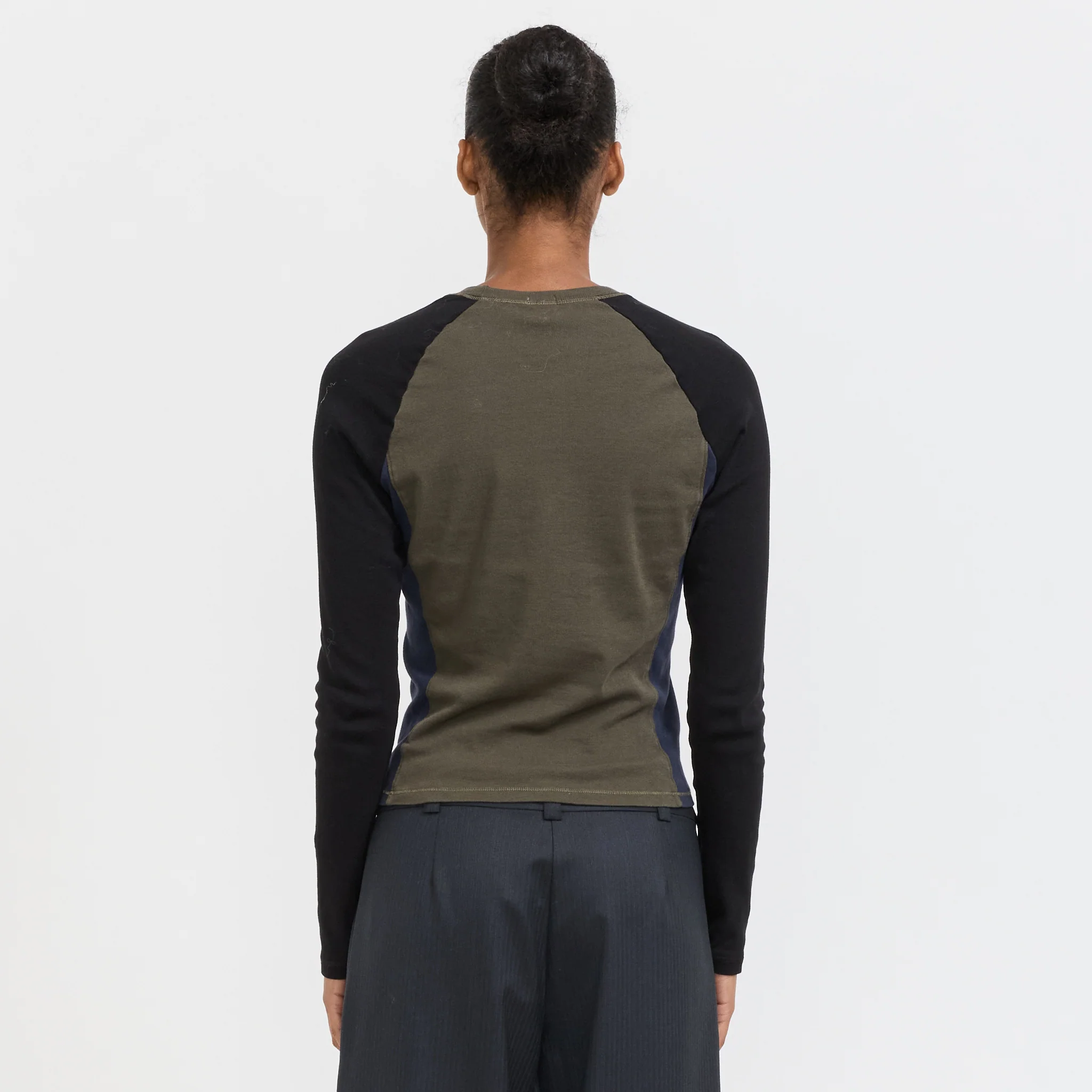 Panelled Baby Long Sleeve T-Shirt Ash/Black/Blue Ink - Image 4
