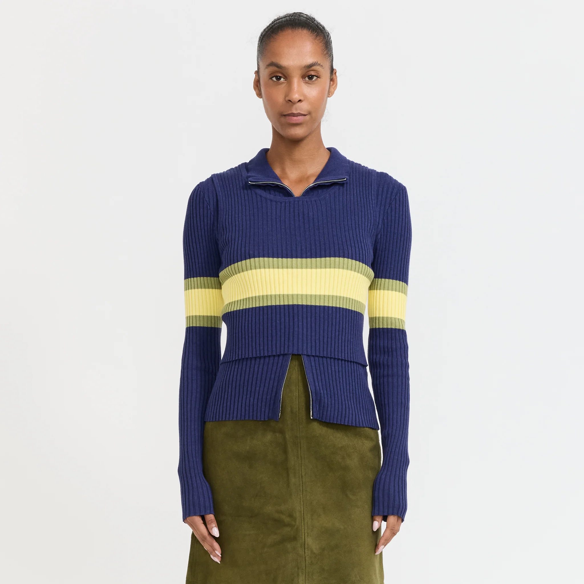 Parker Double Up Sweater Navy Stripe