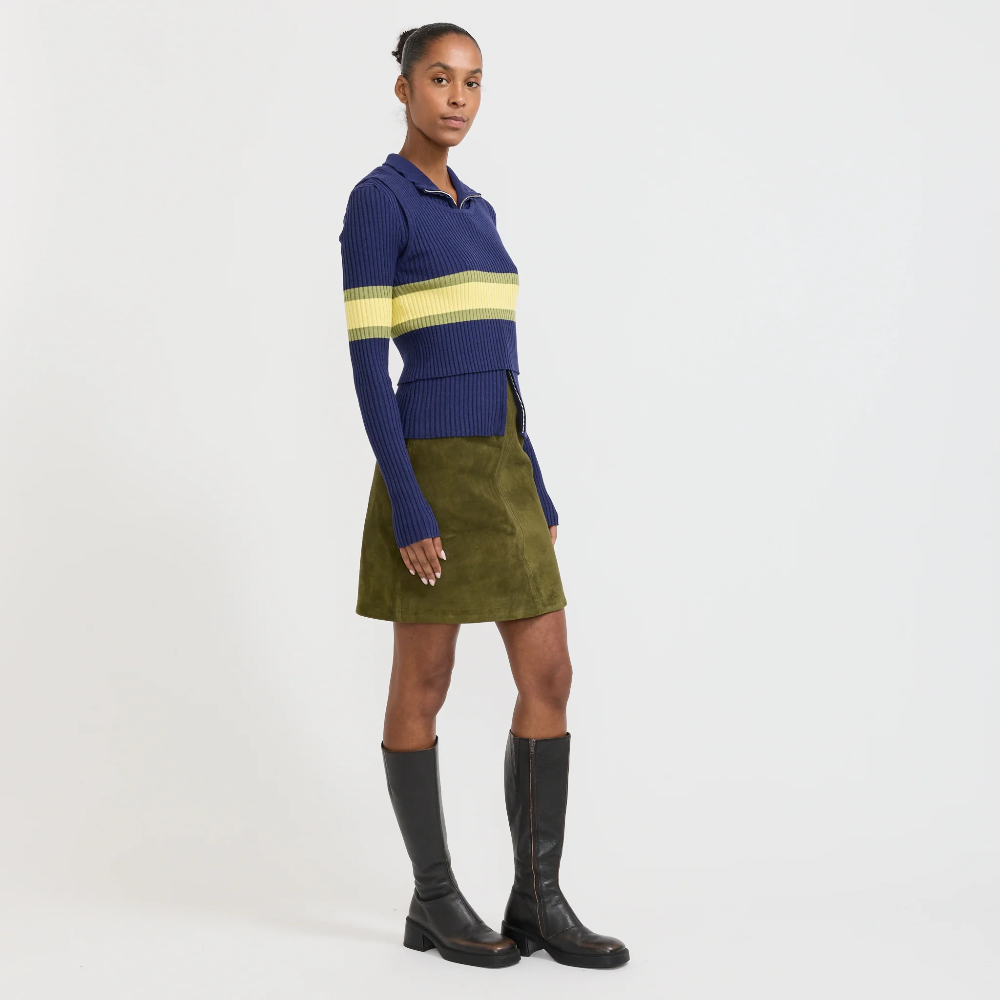 Parker Double Up Sweater Navy Stripe - Image 3