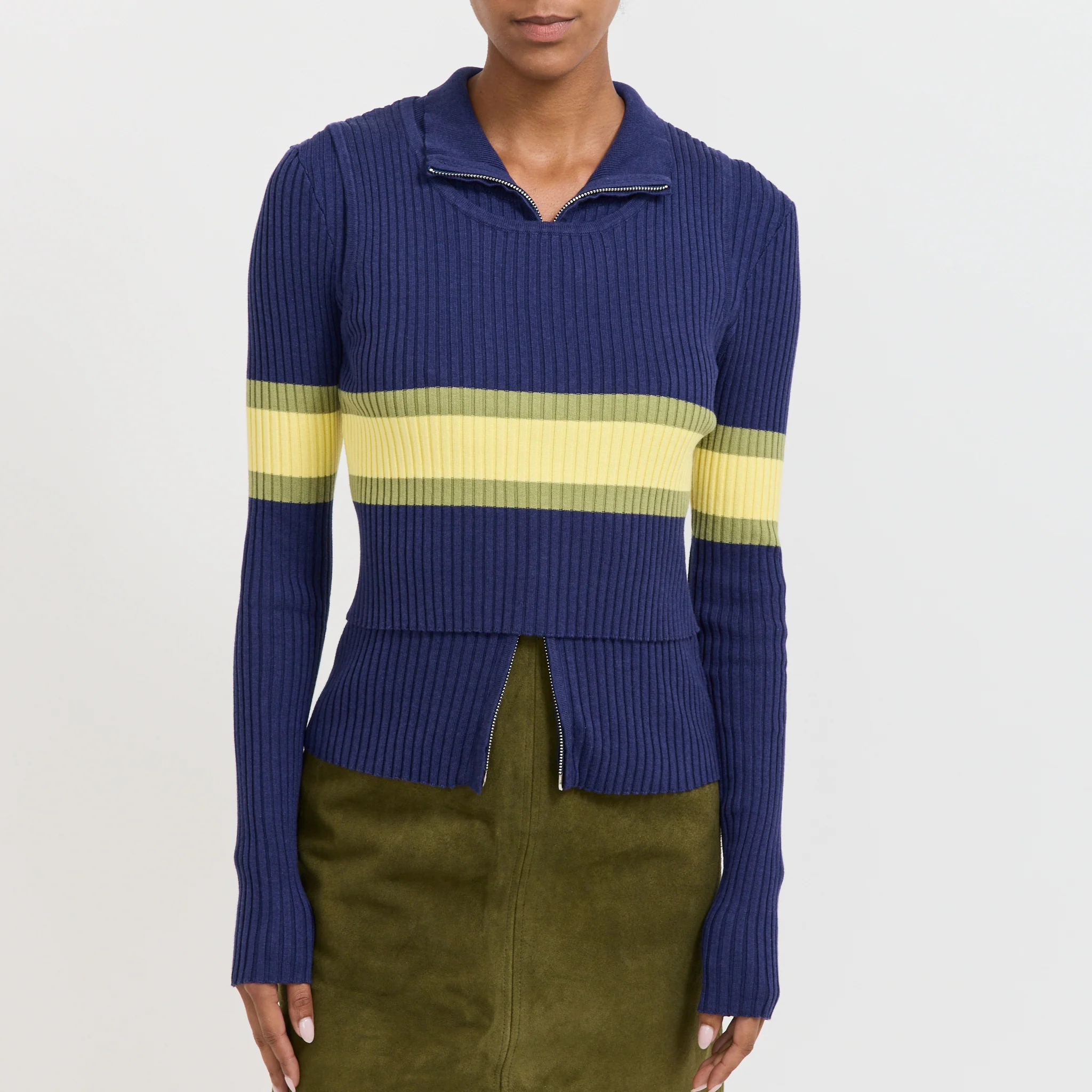 Parker Double Up Sweater Navy Stripe - Image 5