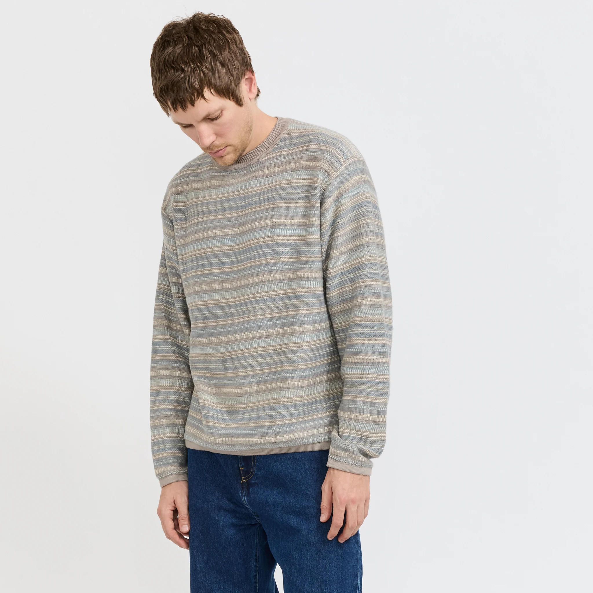Pattern Knit Crew Slate