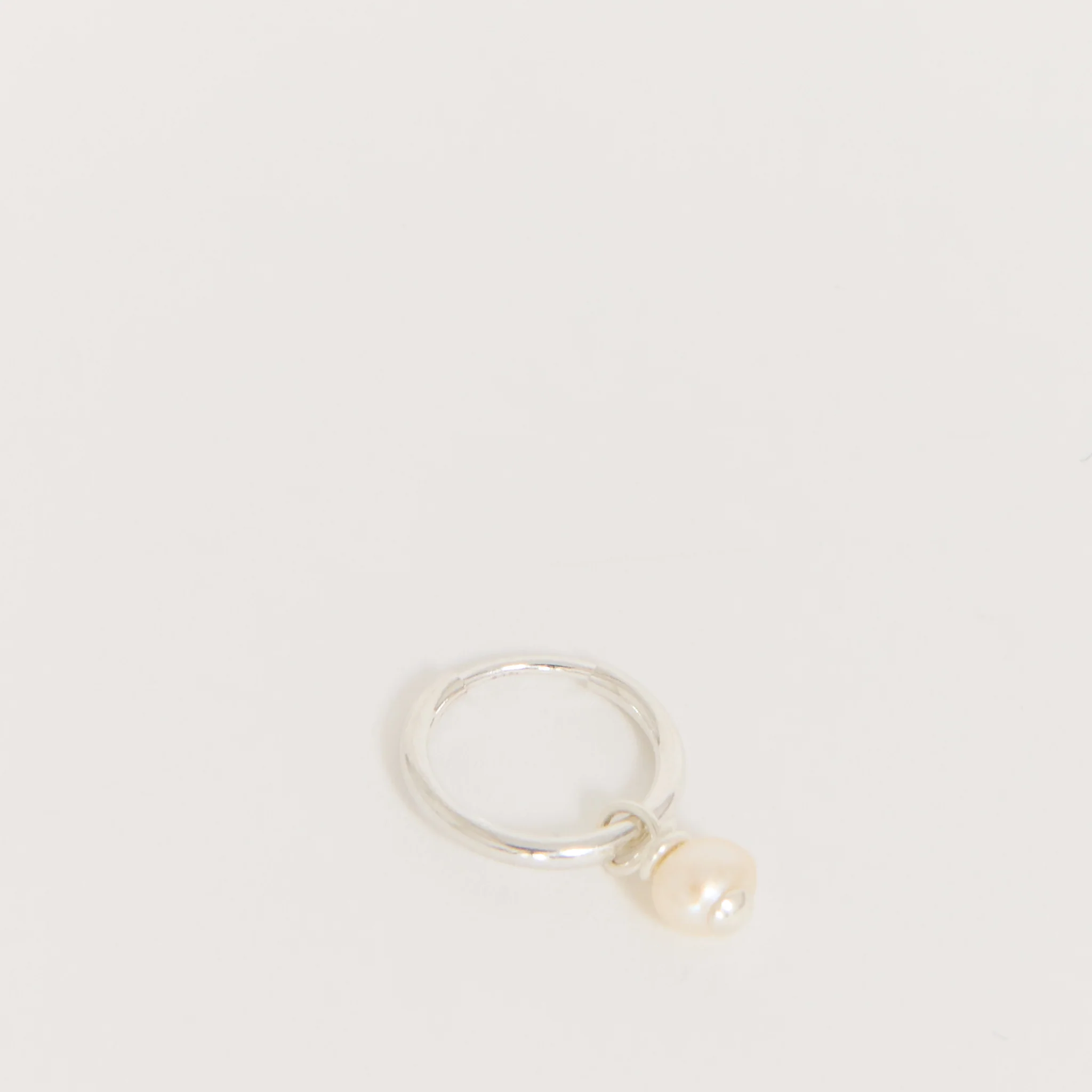 Pearl Huggie Single Silver