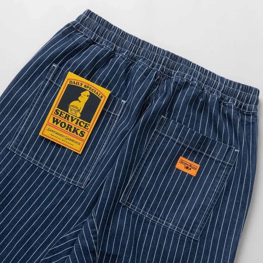 Pinstripe Chef Denim Pants Indigo - Image 3