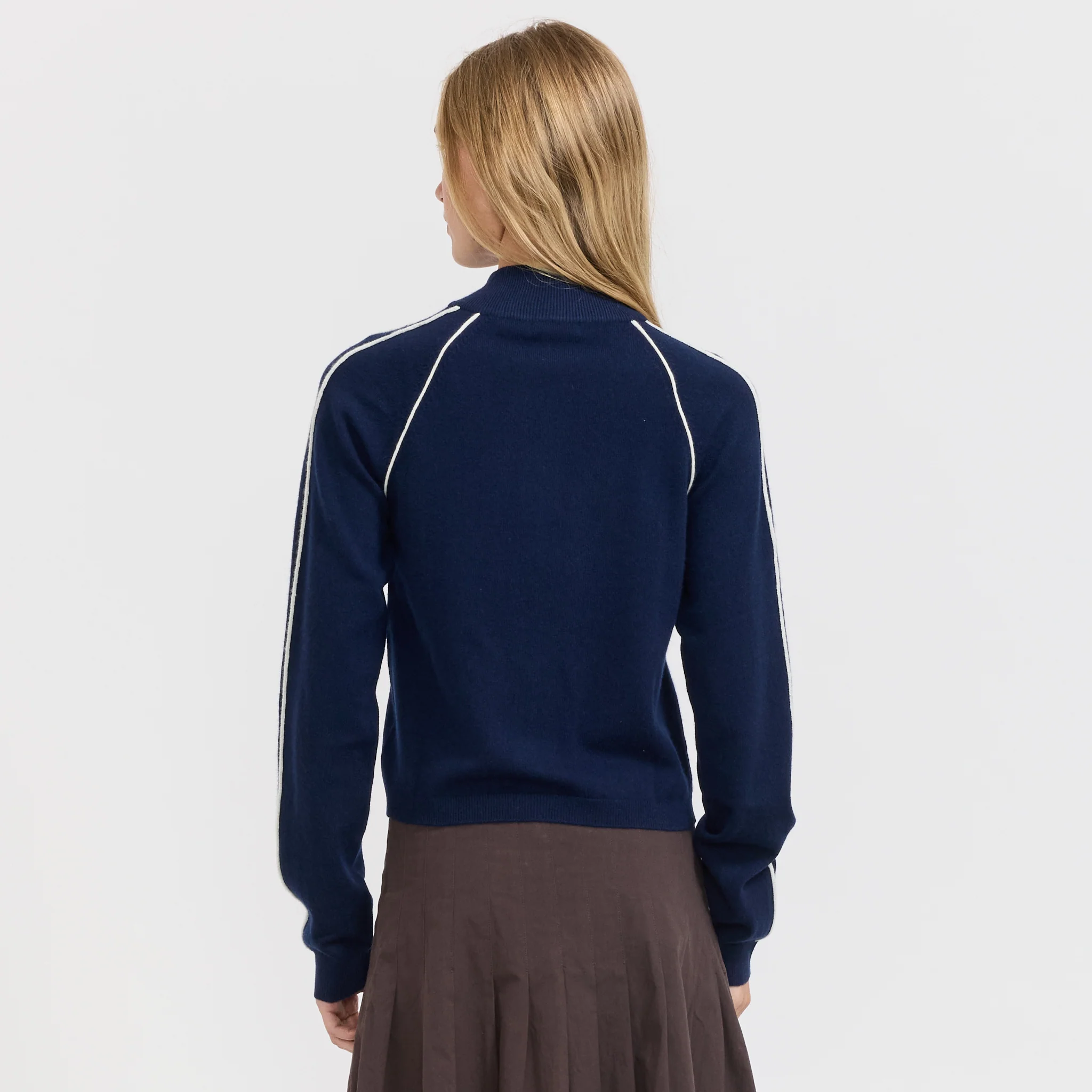 Piping Detail Zip Up Knit Ink - Image 4