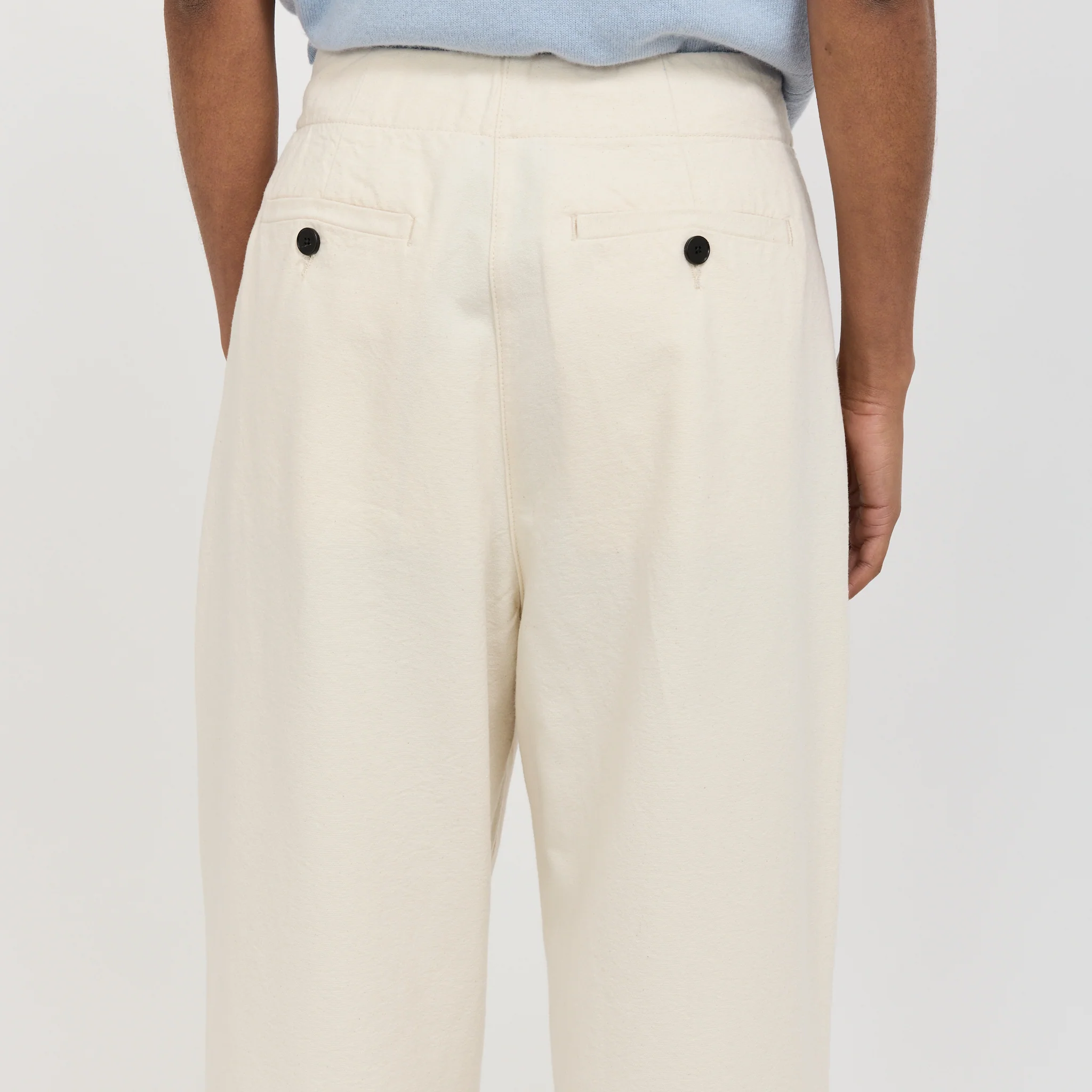 Pleat Front Cotton Twill Trousers Natural - Image 5