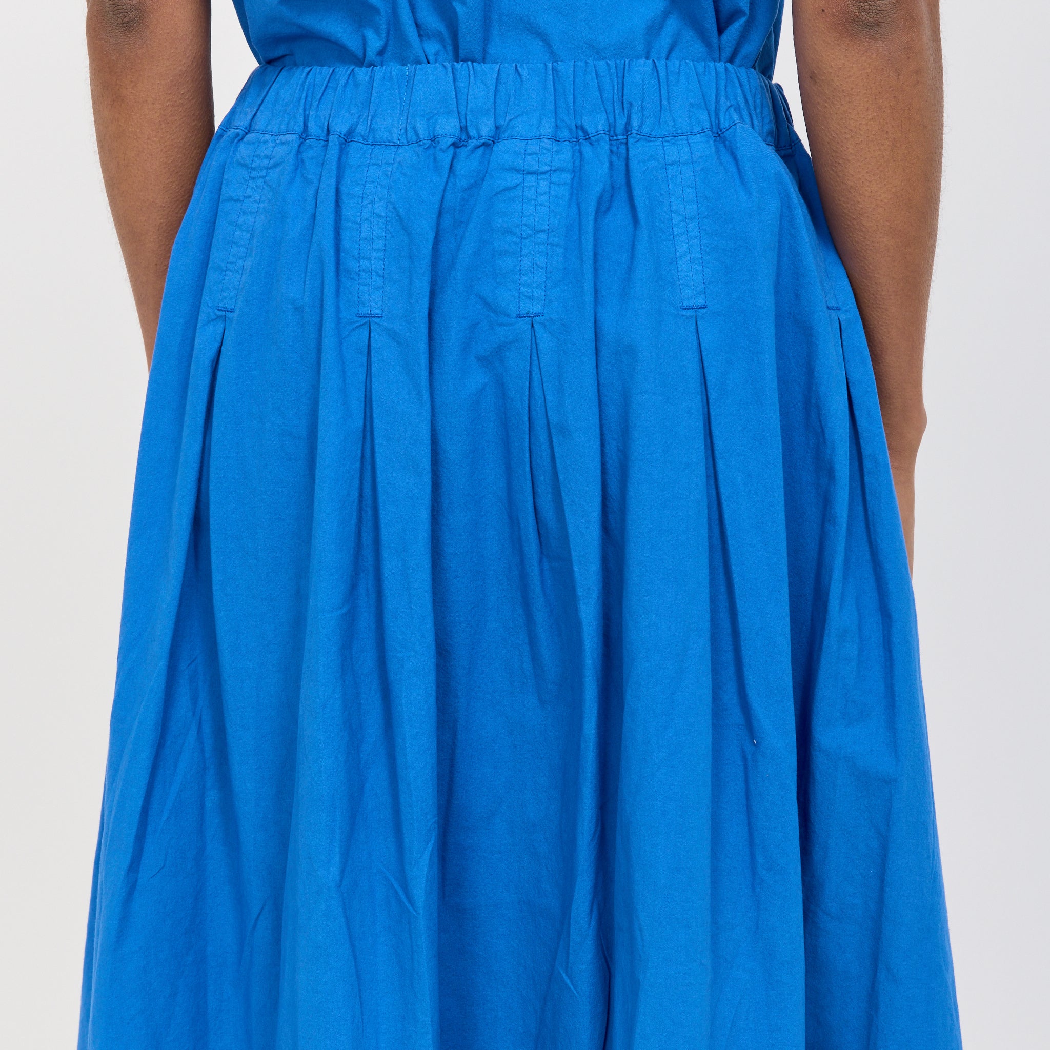 Pleated Cotton Linen Poplin Skirt Enamel Blue - Image 6