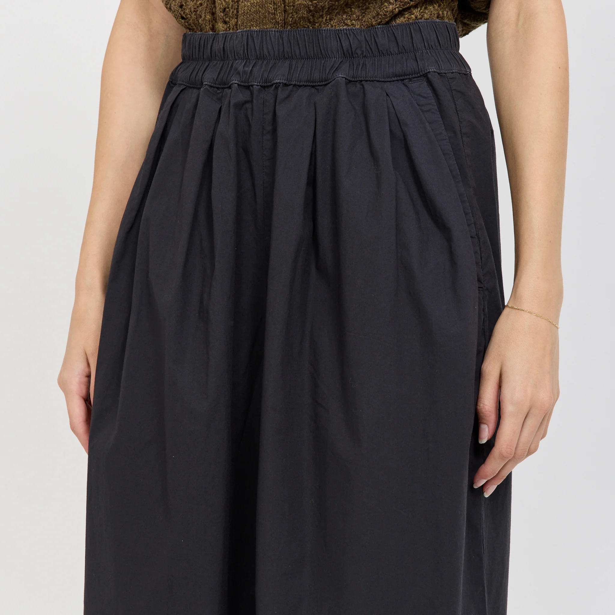 Pleated Pull On Cotton Poplin Trousers Slate - Image 5