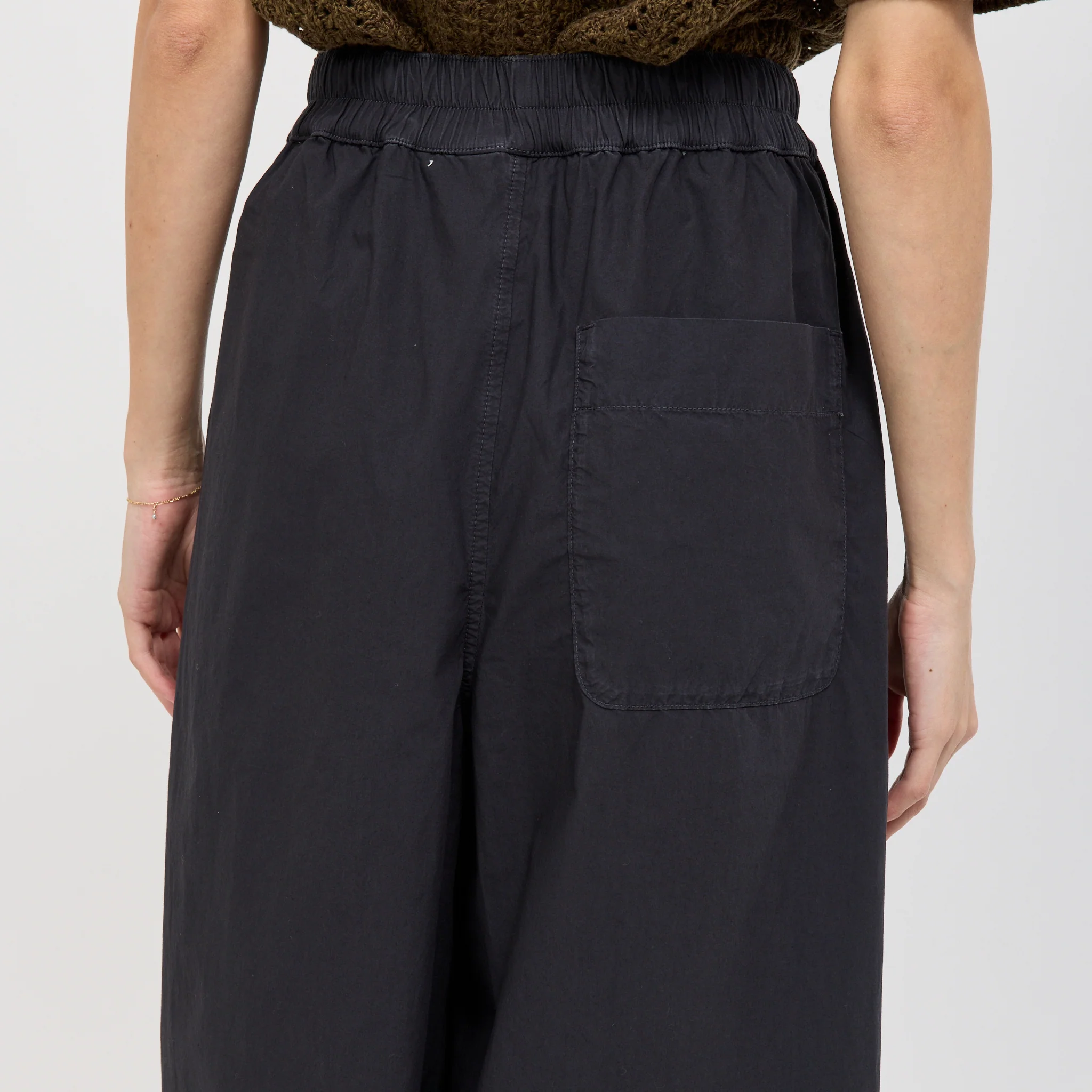 Pleated Pull On Cotton Poplin Trousers Slate - Image 6