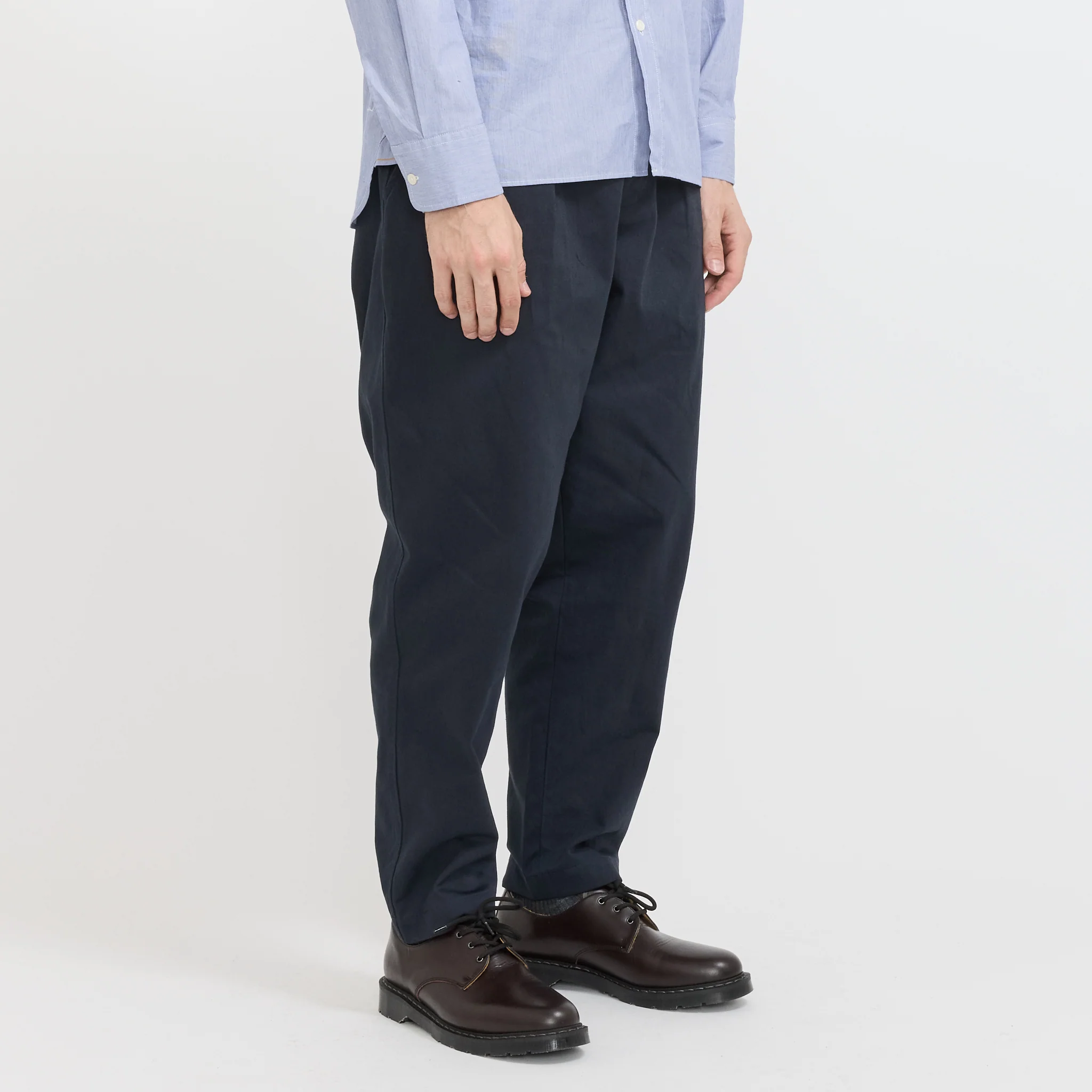 Pleated Track Pant Twill Navy - Image 3