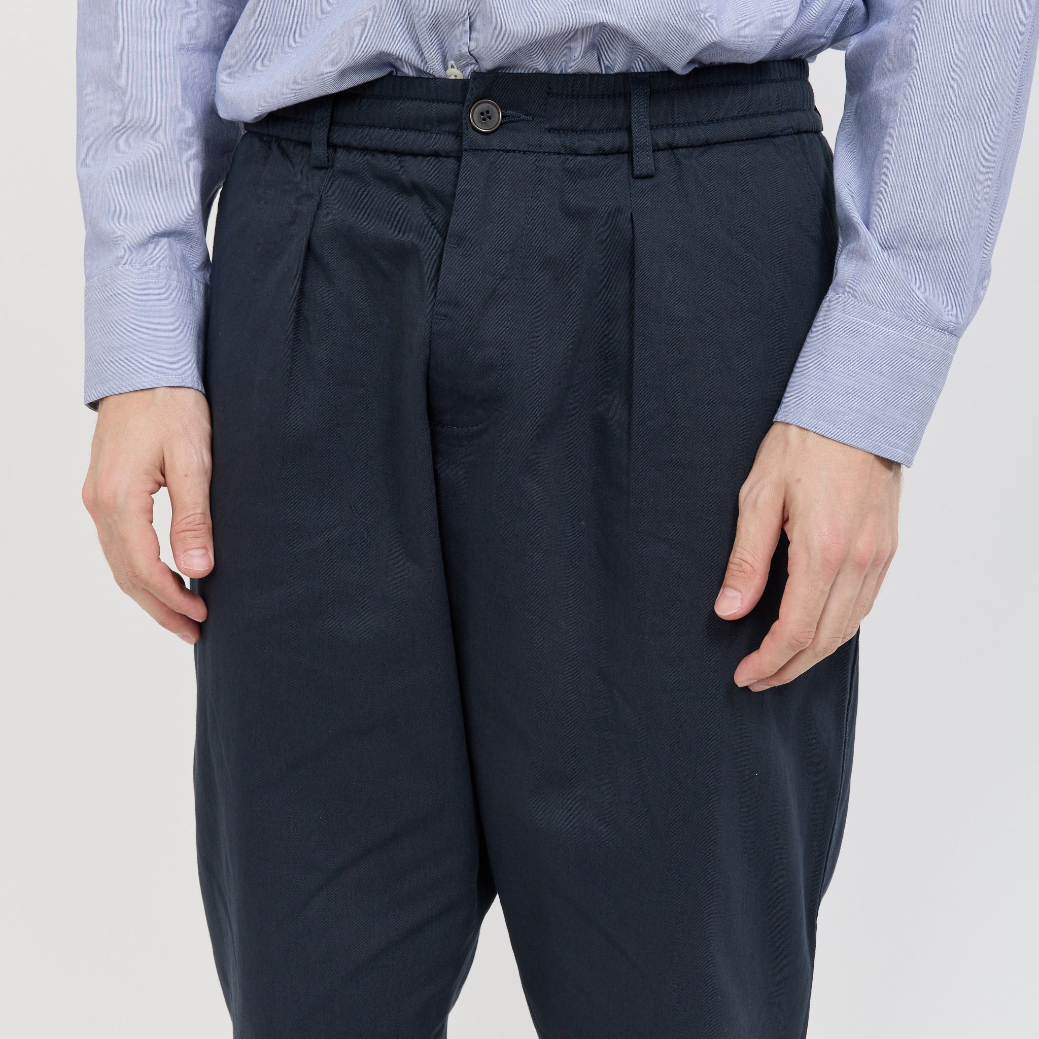 Pleated Track Pant Twill Navy - Image 5