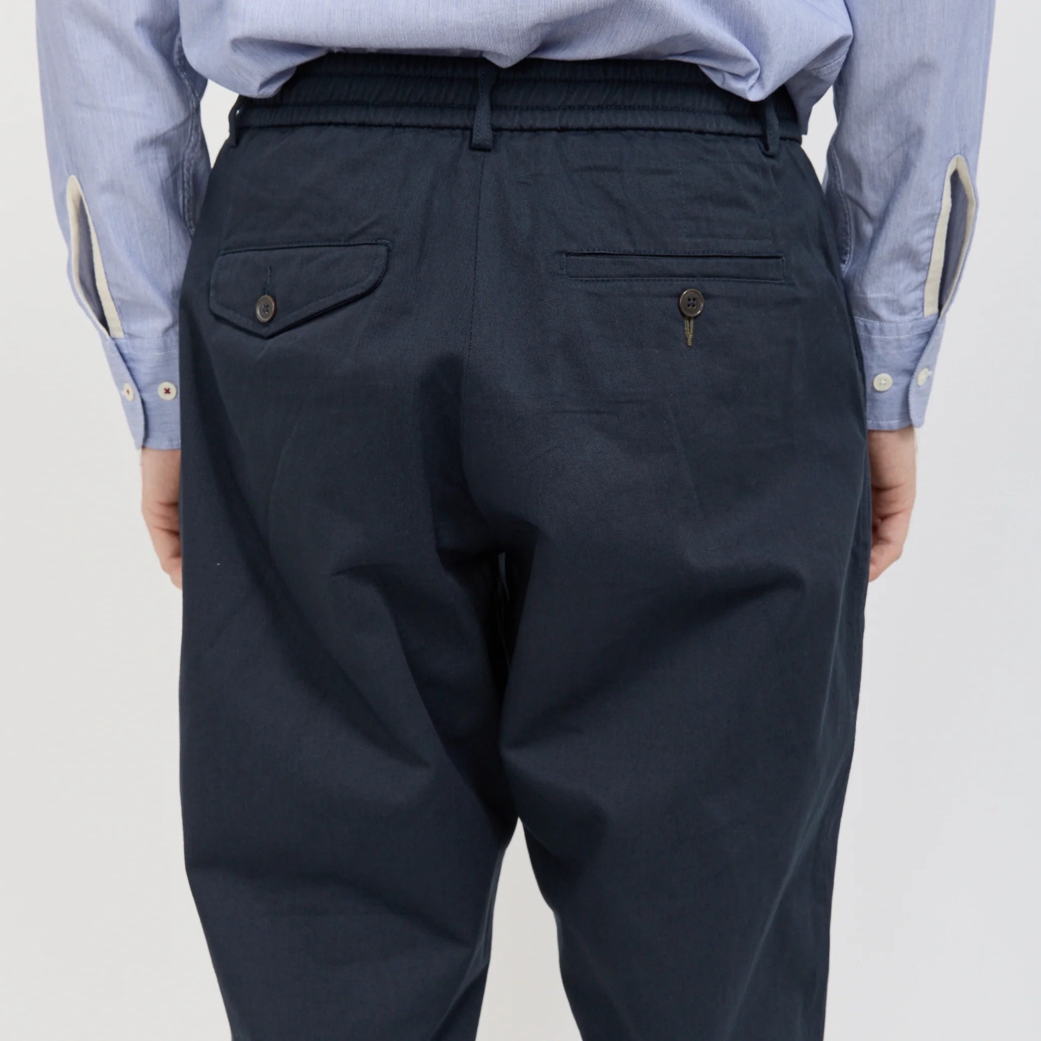 Pleated Track Pant Twill Navy - Image 6