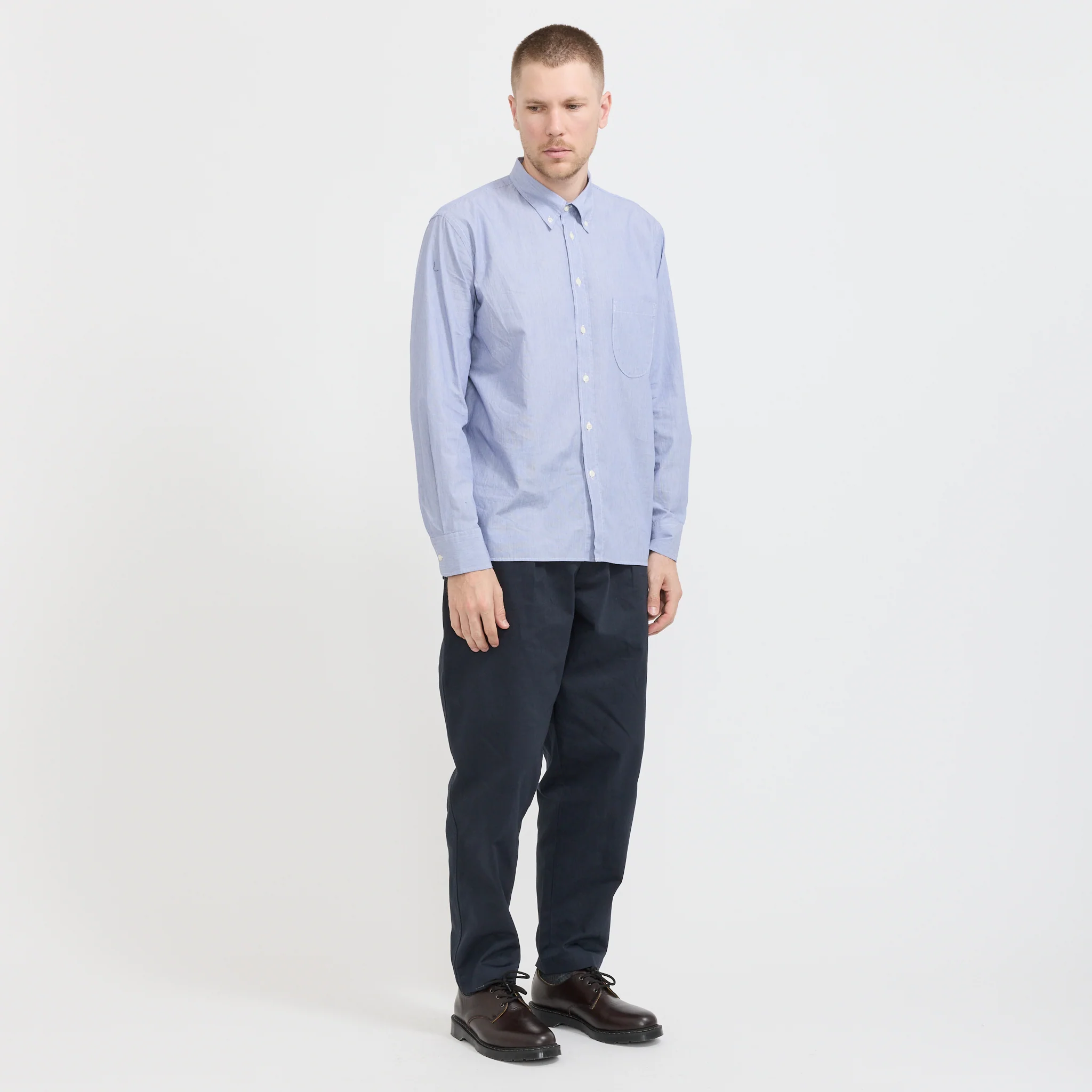 Pleated Track Pant Twill Navy - Image 7