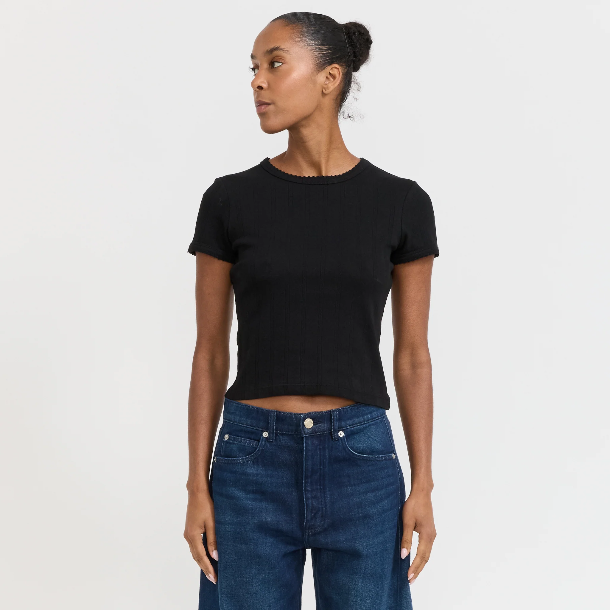 Pointelle Classic Tee Black