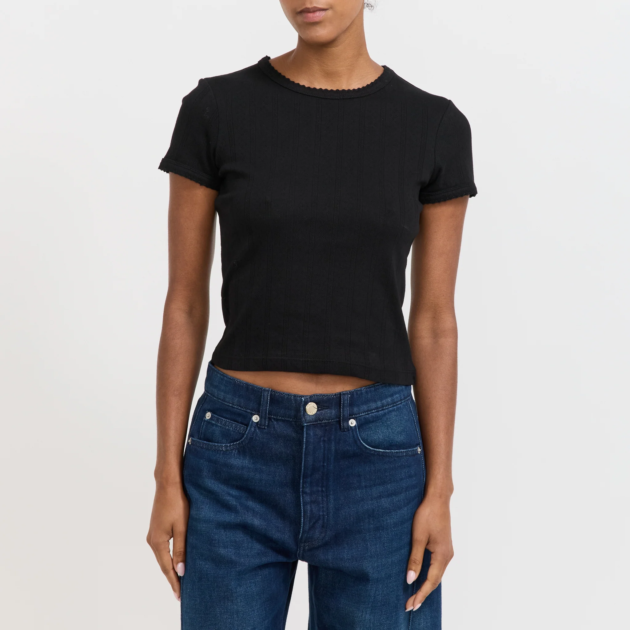 Pointelle Classic Tee Black - Image 5