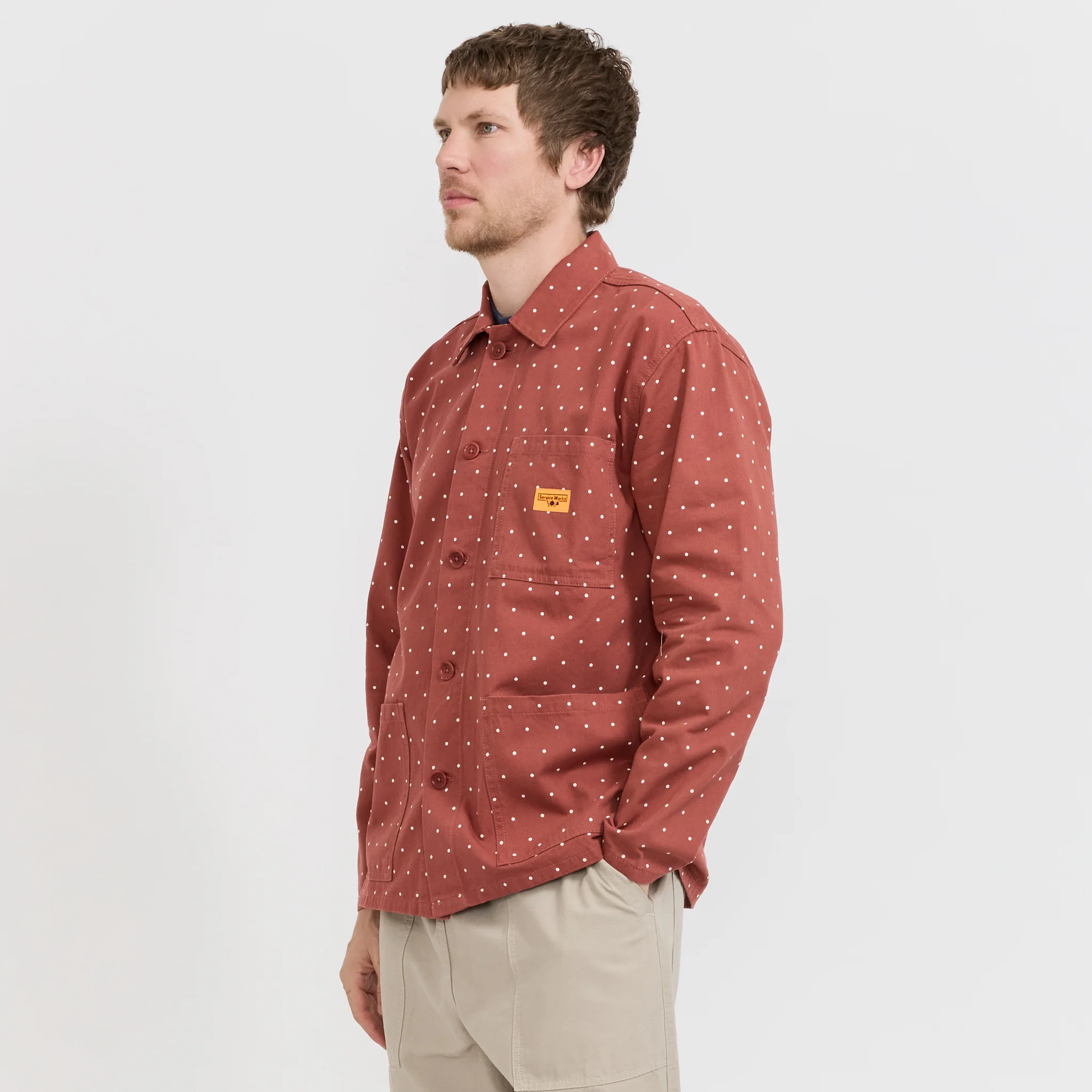 Polka Dot Chore Shirt Clay - Image 6