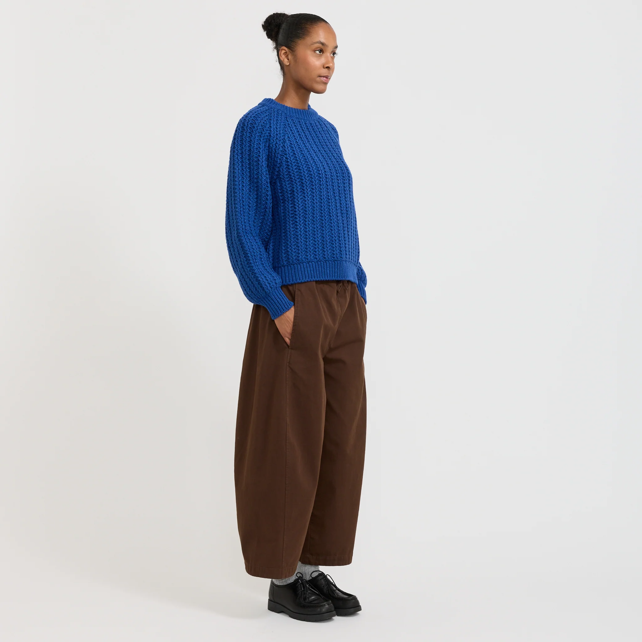 Racked Rib Wool Cotton Sweater Cobalt - Image 2