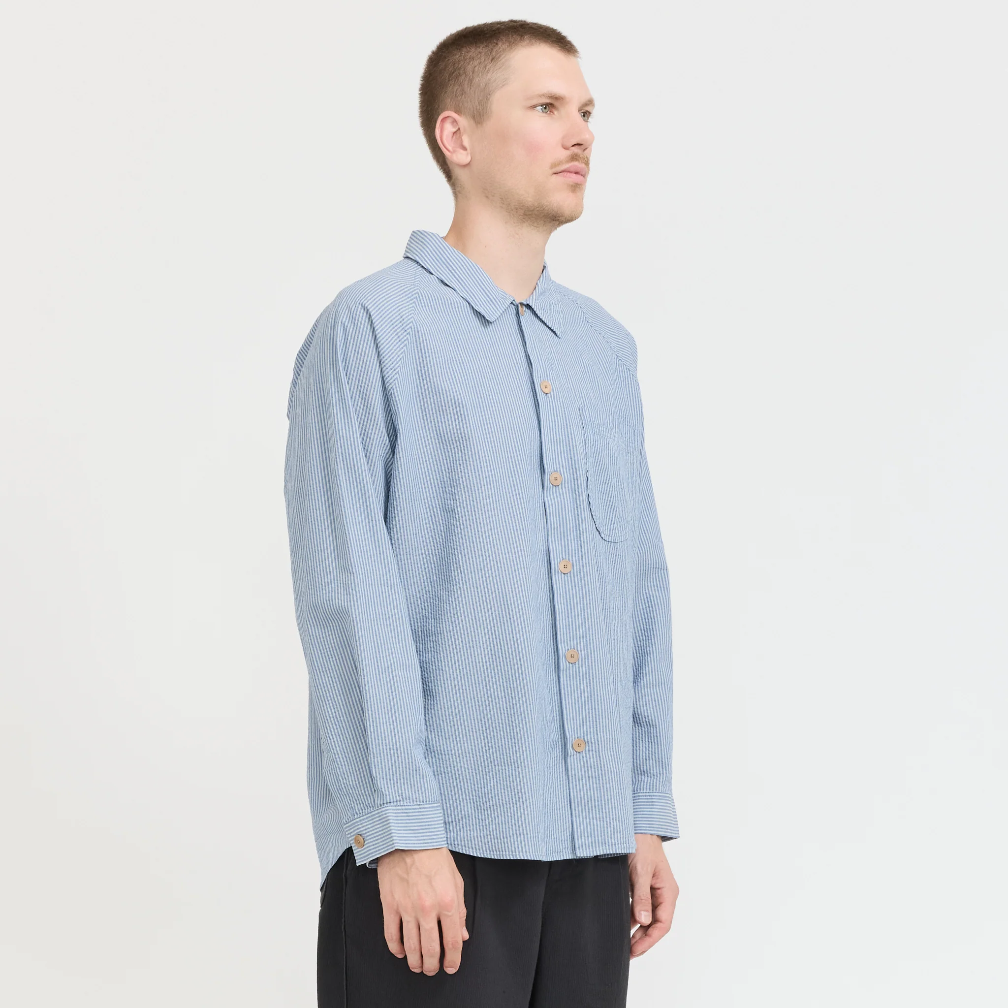 Raglan Shirt Blue Crinkle Stripe - Image 3