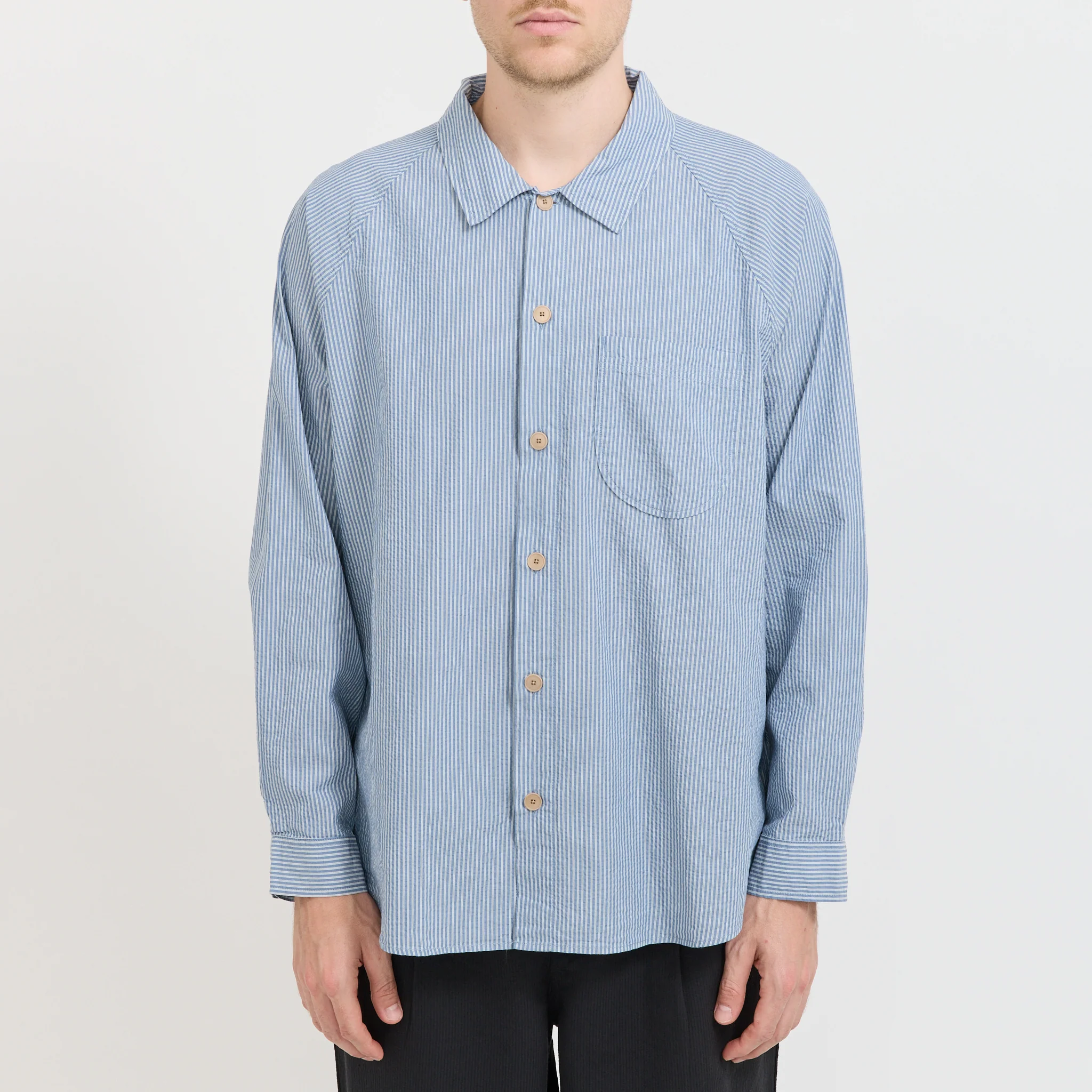 Raglan Shirt Blue Crinkle Stripe - Image 5