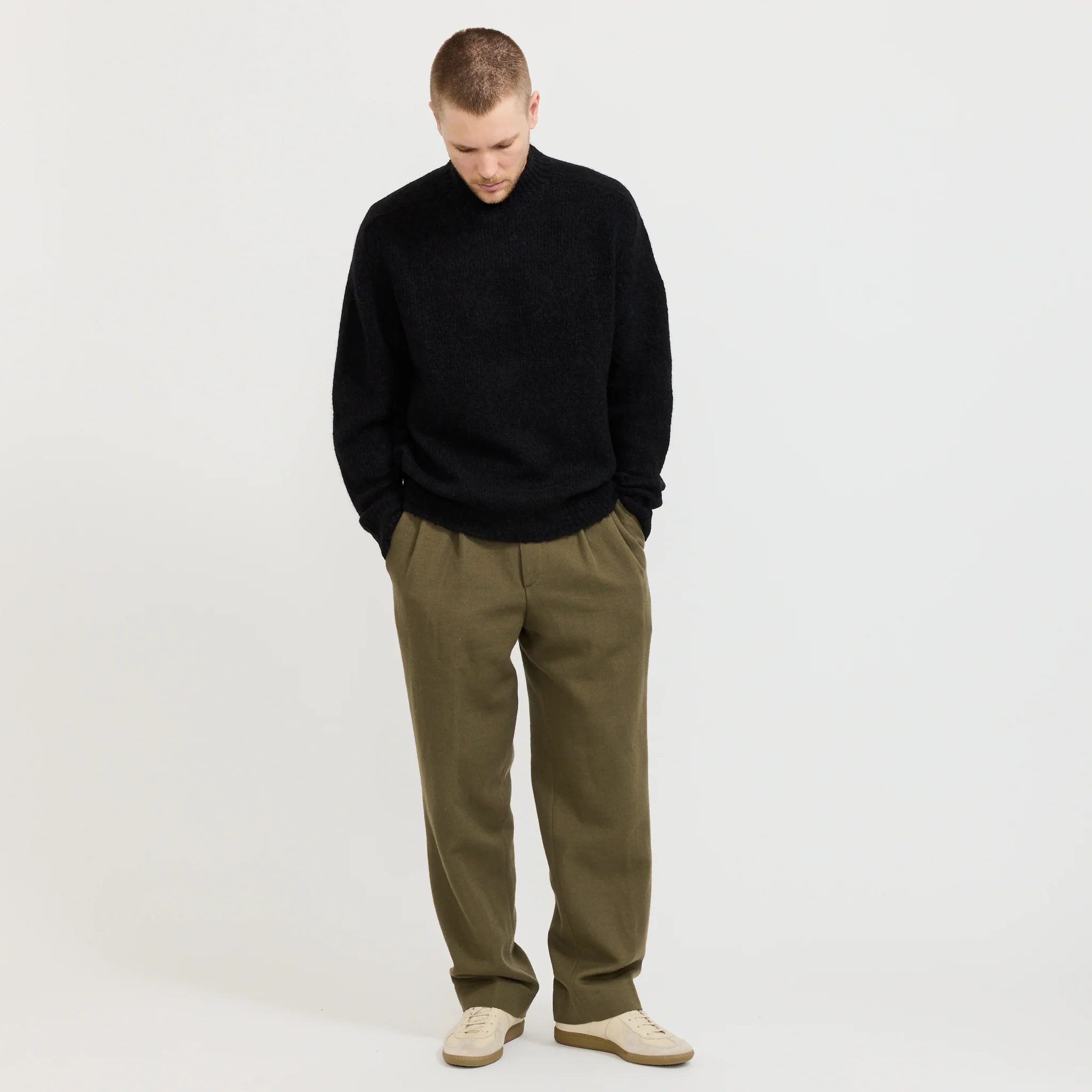 Rasmus Mock Neck Relaxed Brushed Sweater Black - Image 2