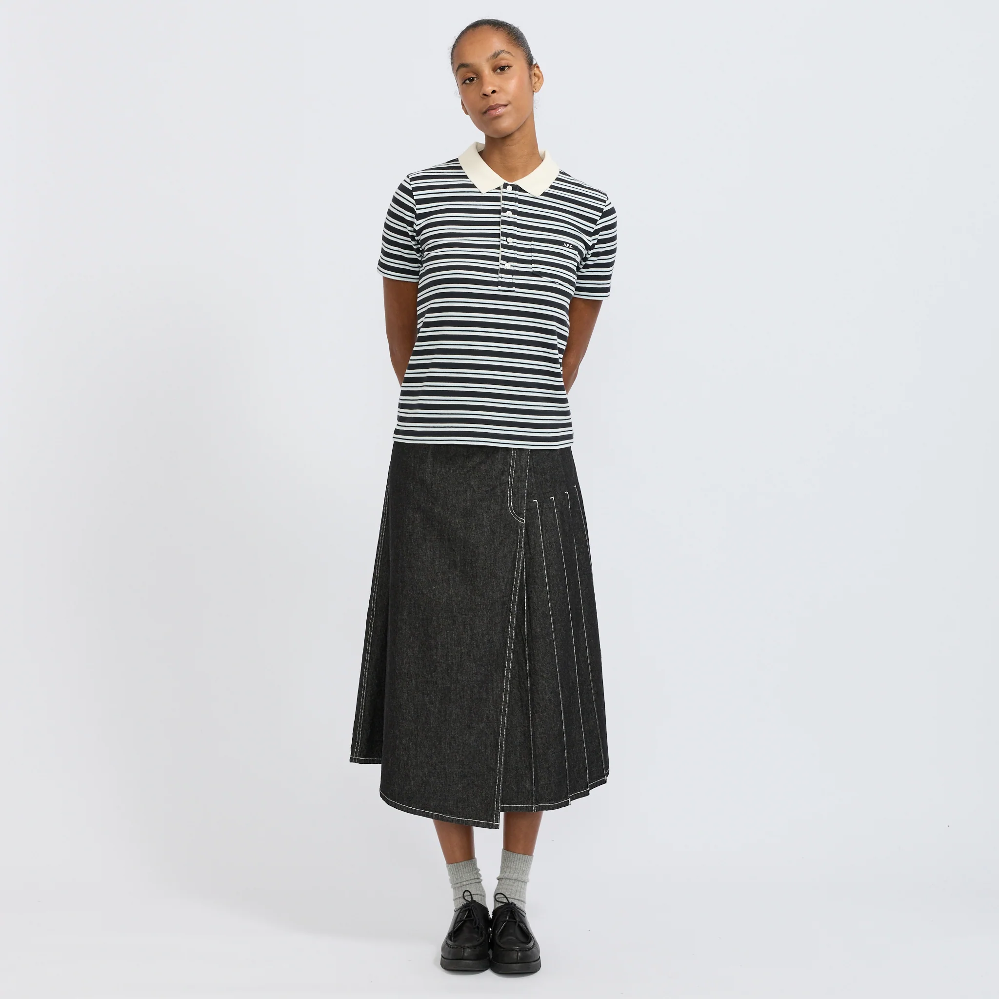 Raye Polo Dark Navy Stripe - Image 2