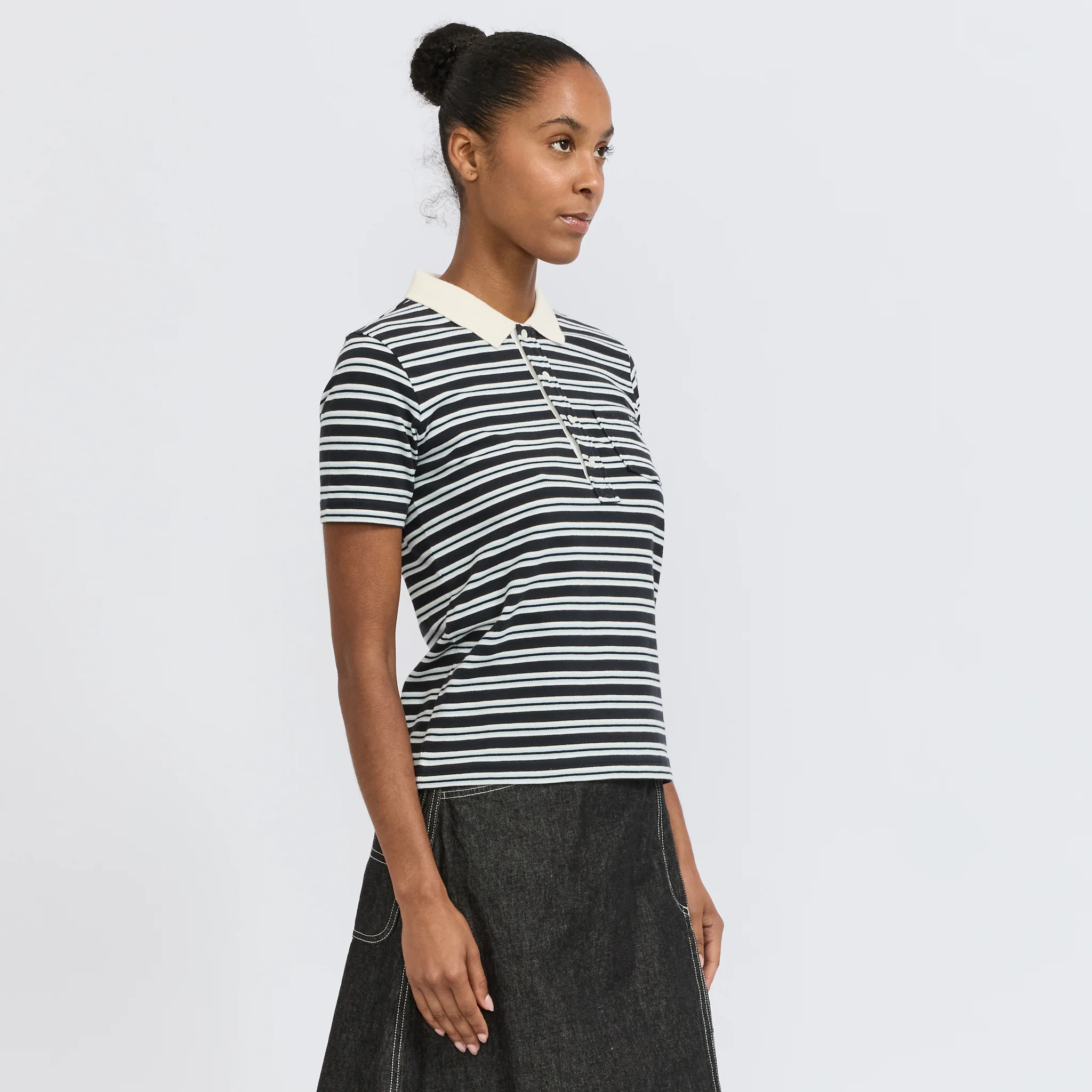 Raye Polo Dark Navy Stripe - Image 3
