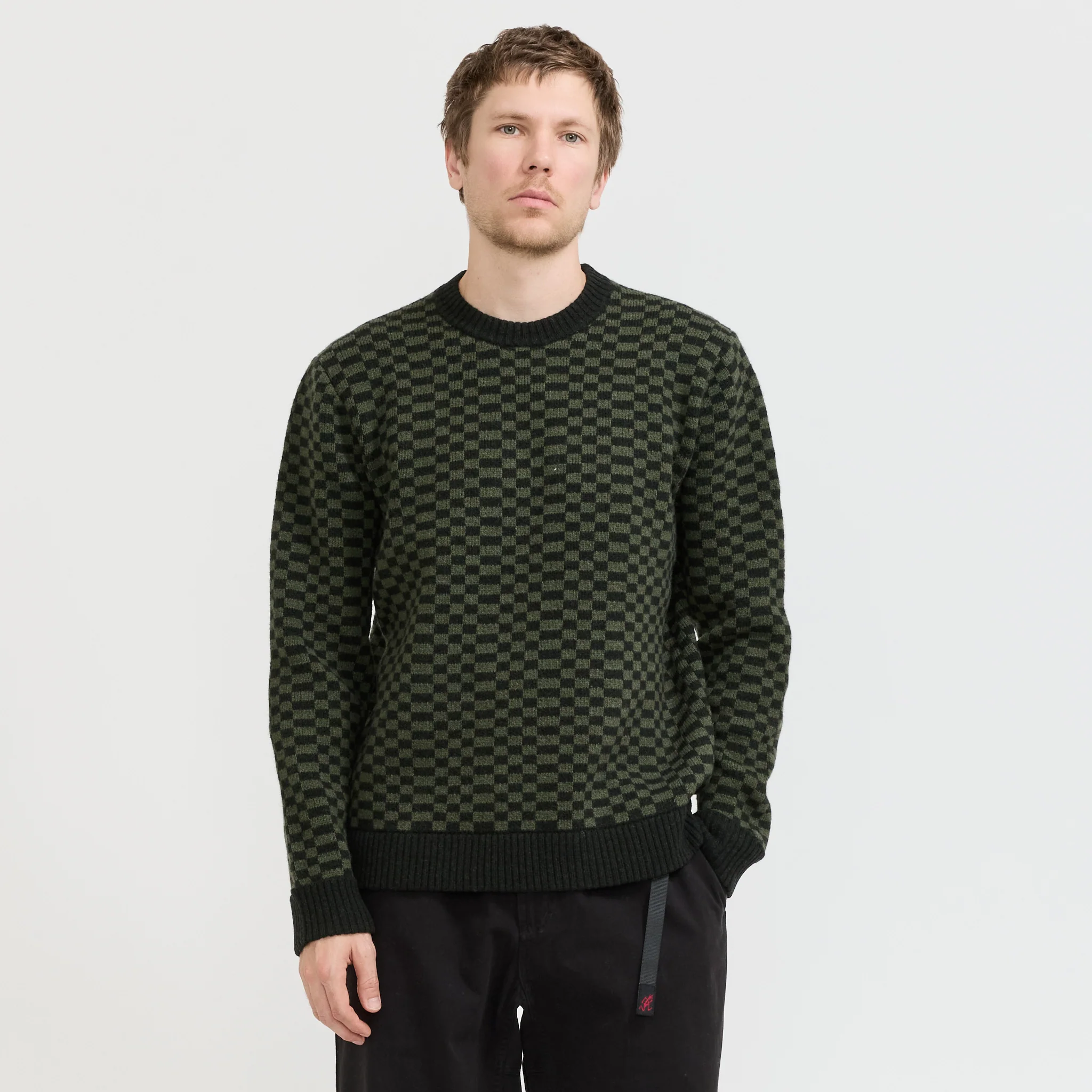 Recycled Wool Blend Sweater Finned: Old Growth Green