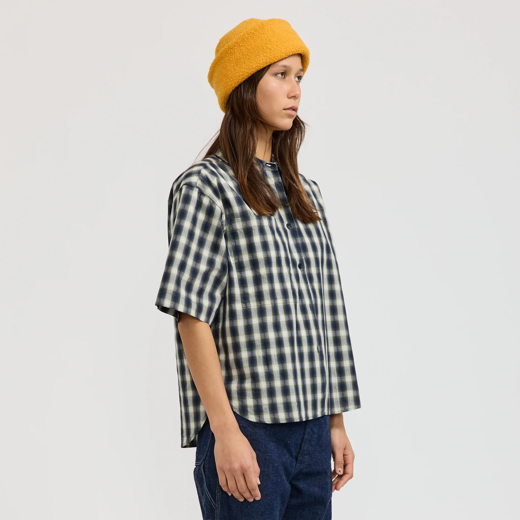 Recycled Wool Watch Cap Yellow - Image 3