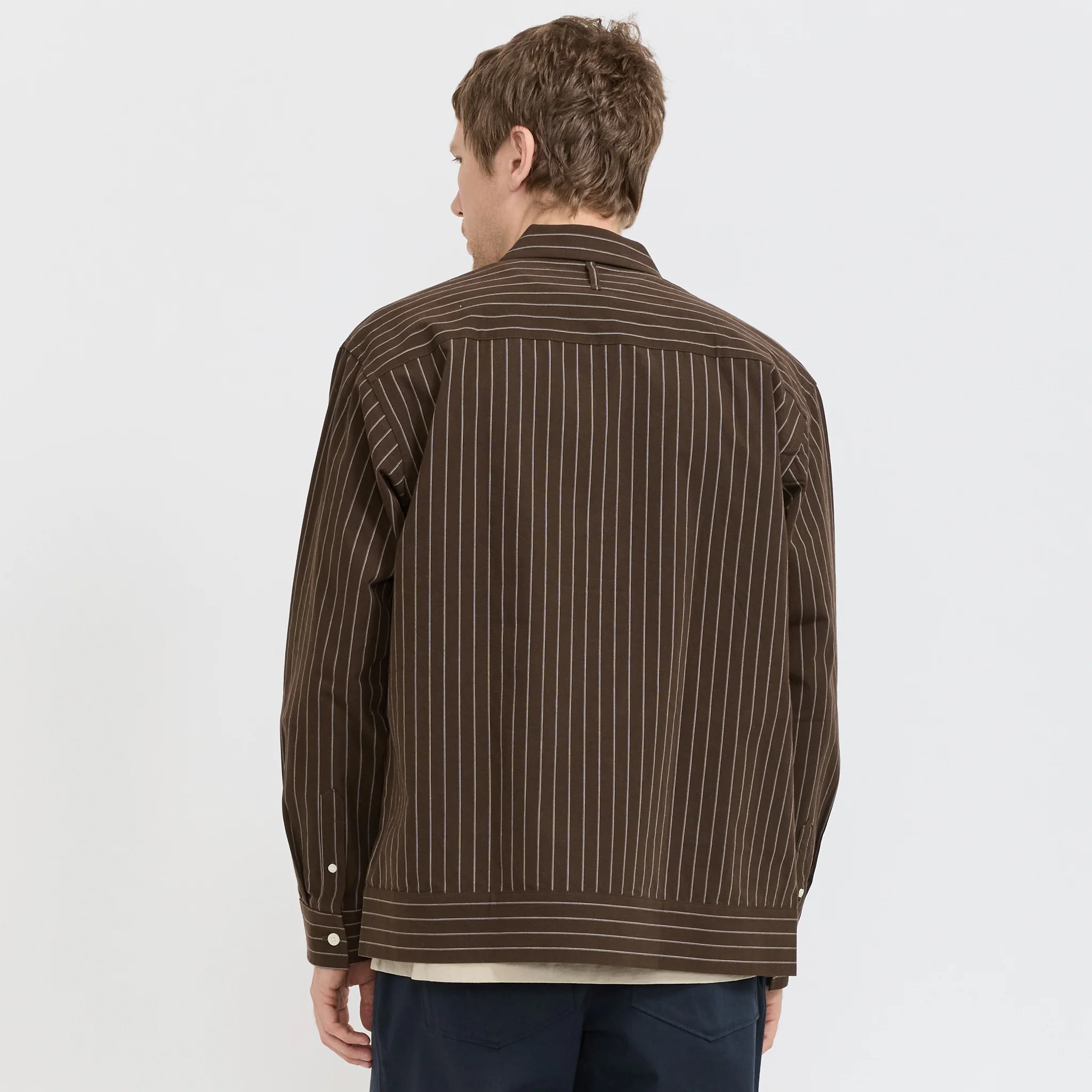 Reed Overshirt Brown Stripe - Image 4