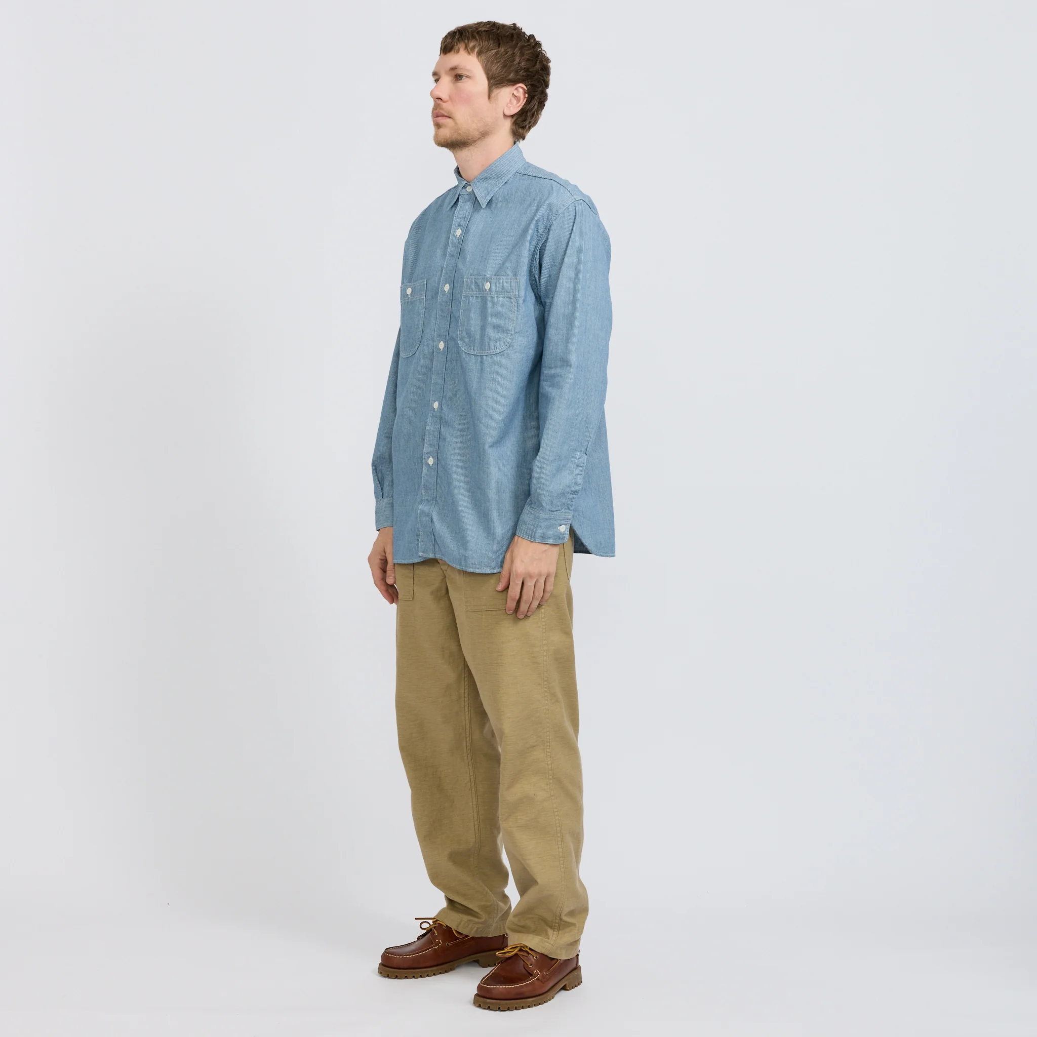 Relax Fit Chambray Work Shirt Hickory - Image 2