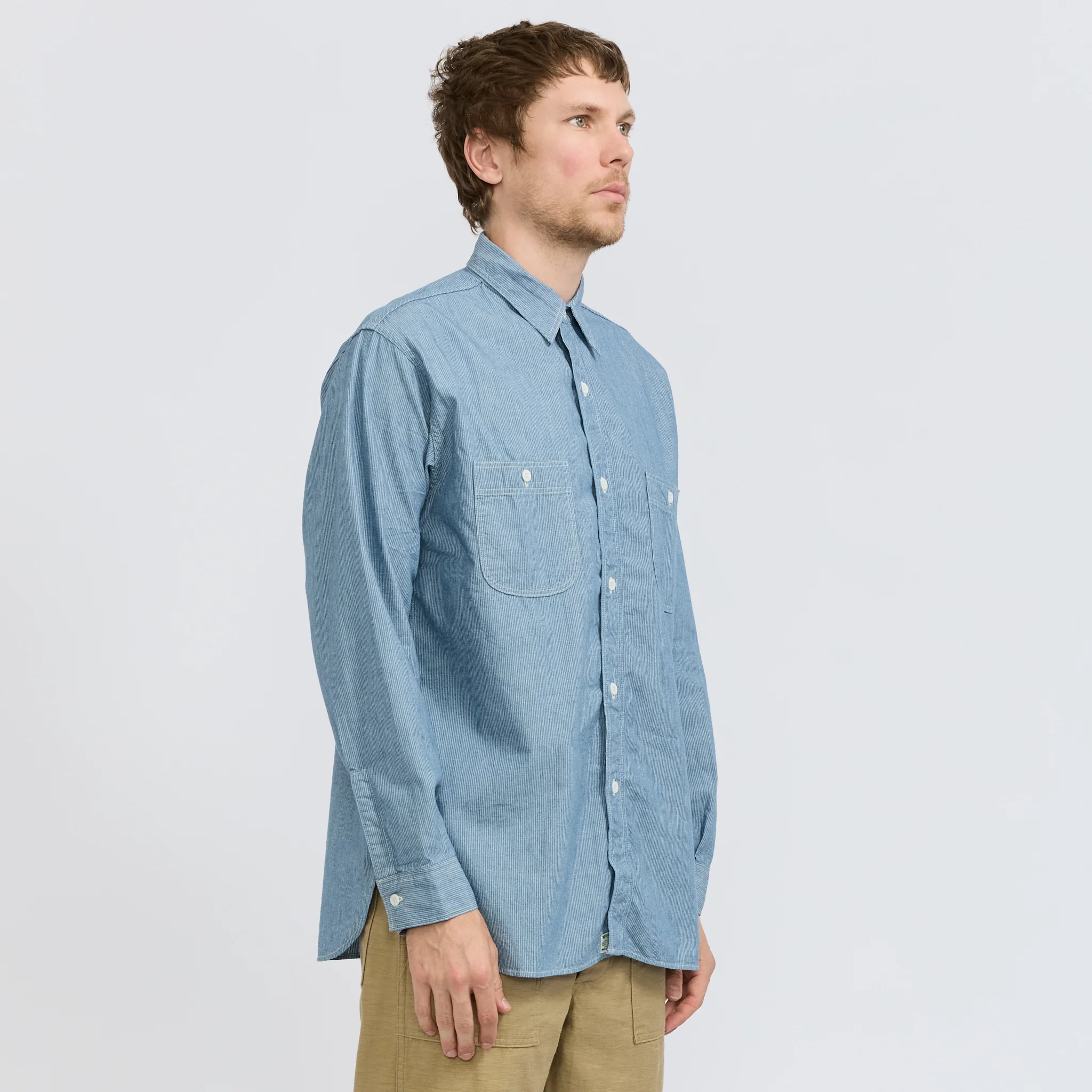 Relax Fit Chambray Work Shirt Hickory - Image 3