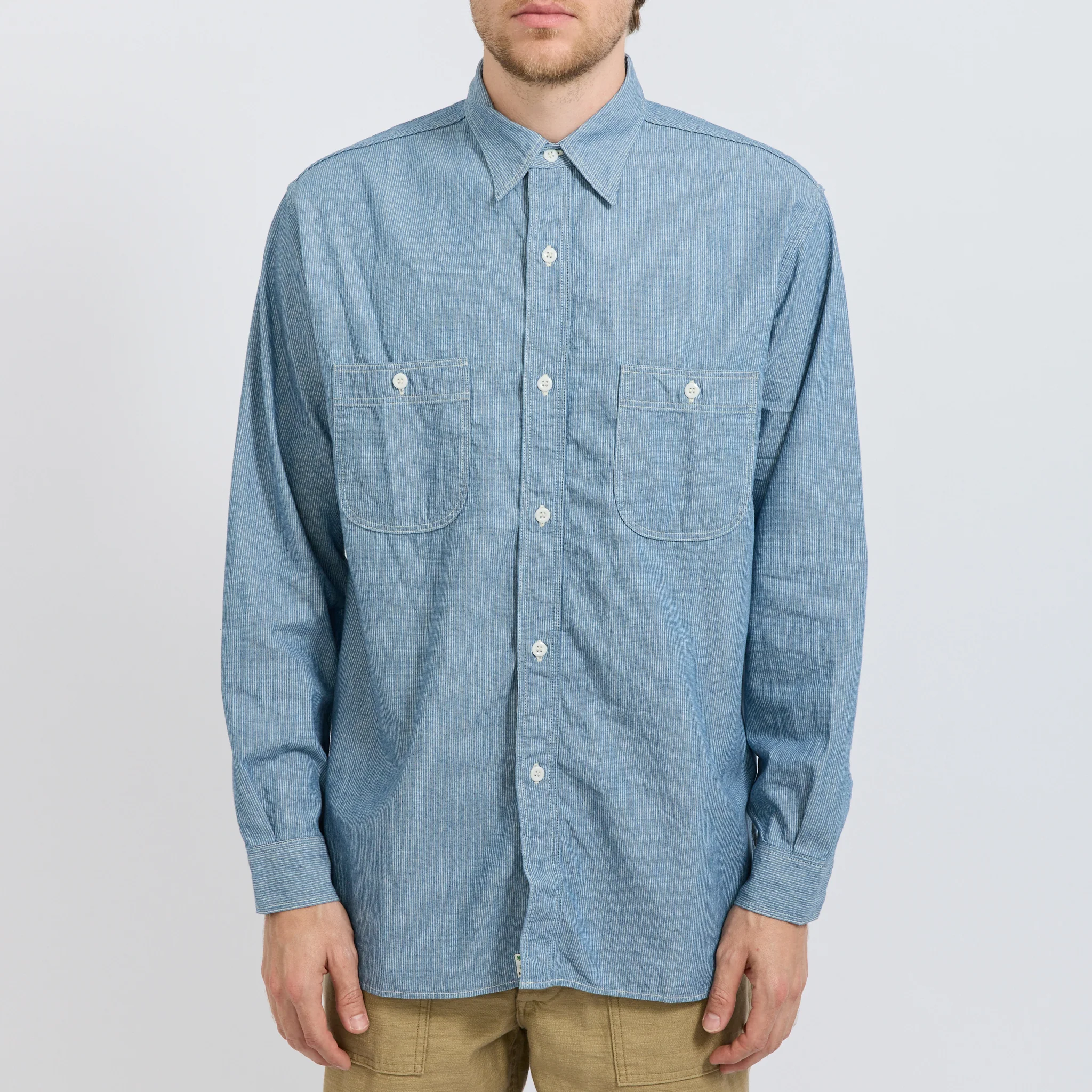 Relax Fit Chambray Work Shirt Hickory - Image 5