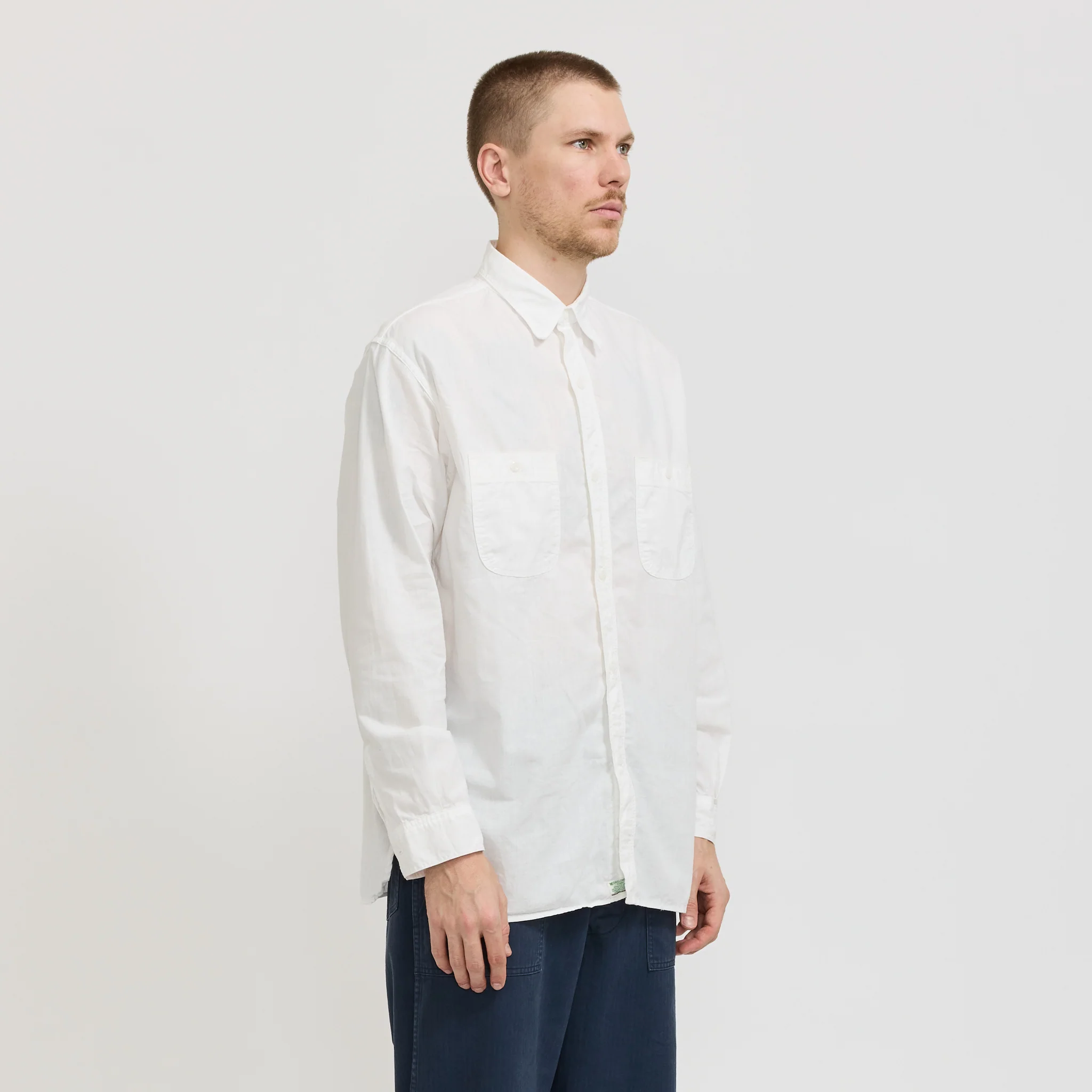 Relaxed Fit White Chambray Work Shirt - Image 3