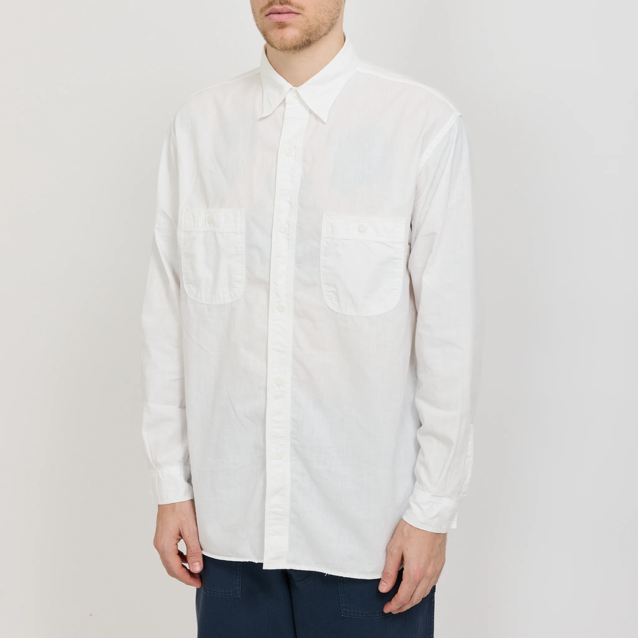 Relaxed Fit White Chambray Work Shirt - Image 5