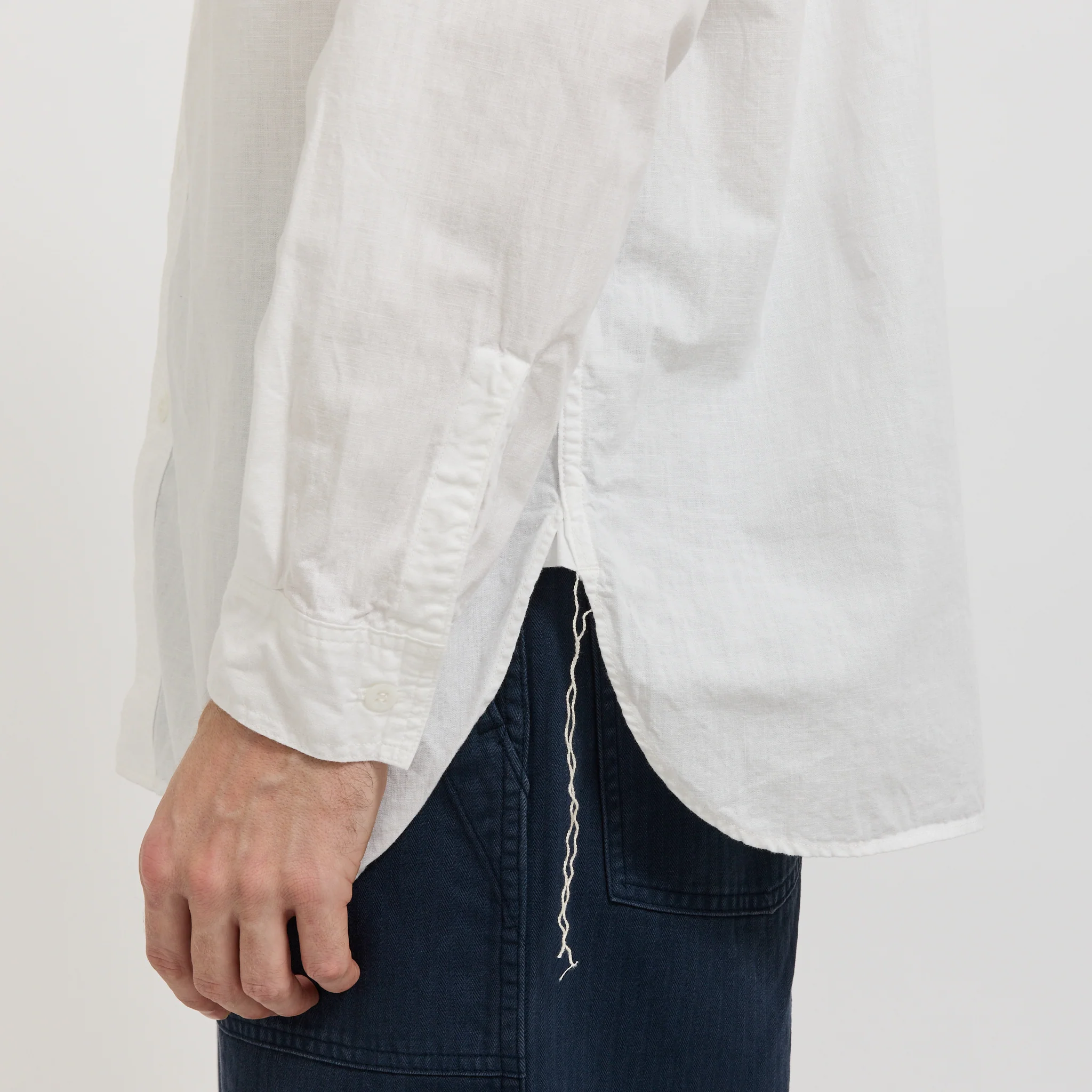 Relaxed Fit White Chambray Work Shirt - Image 6