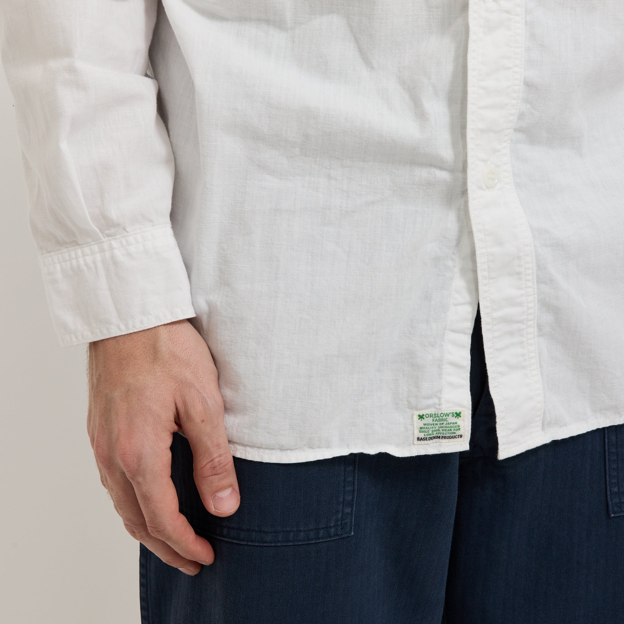 Relaxed Fit White Chambray Work Shirt - Image 7