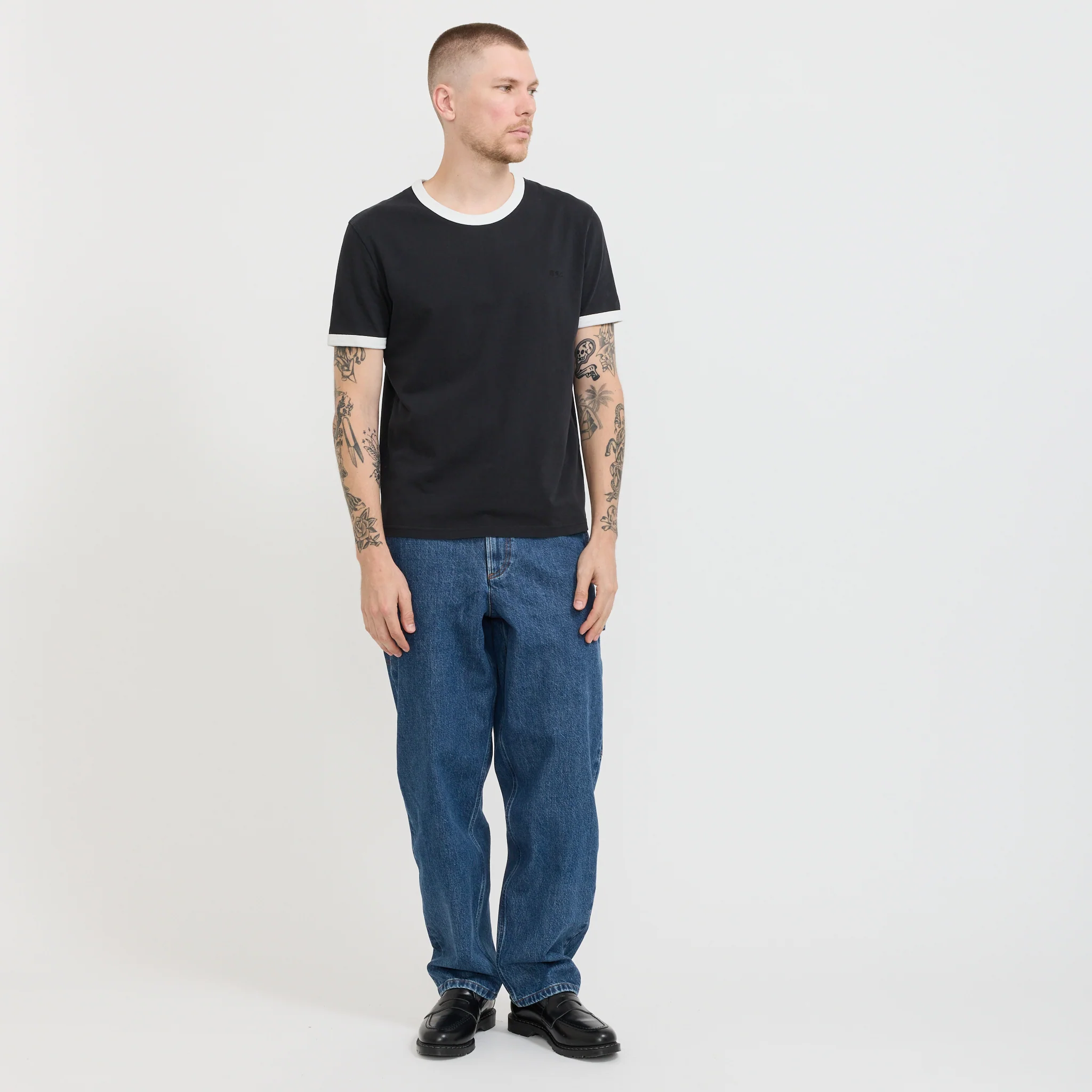 Ringer T-Shirt Black/White - Image 2