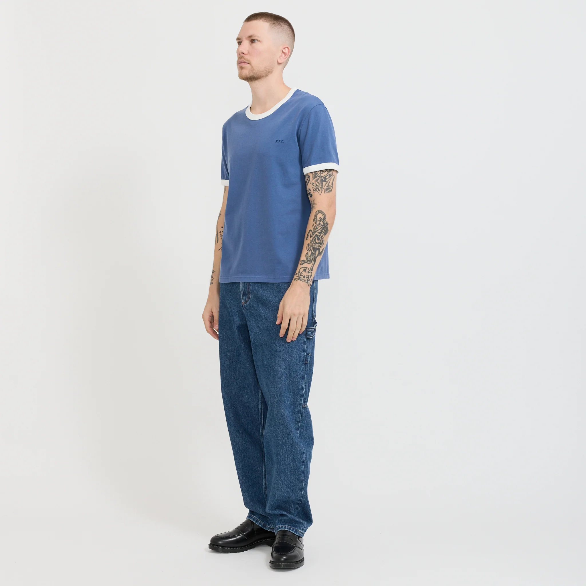 Ringer T-Shirt Blue/White - Image 2