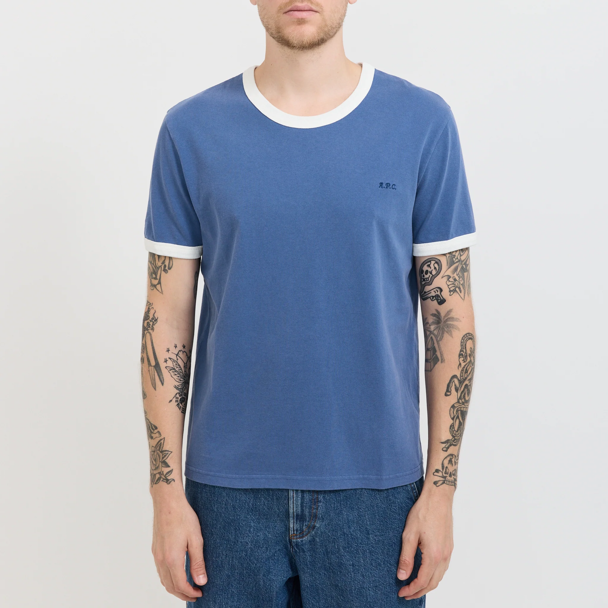Ringer T-Shirt Blue/White - Image 5