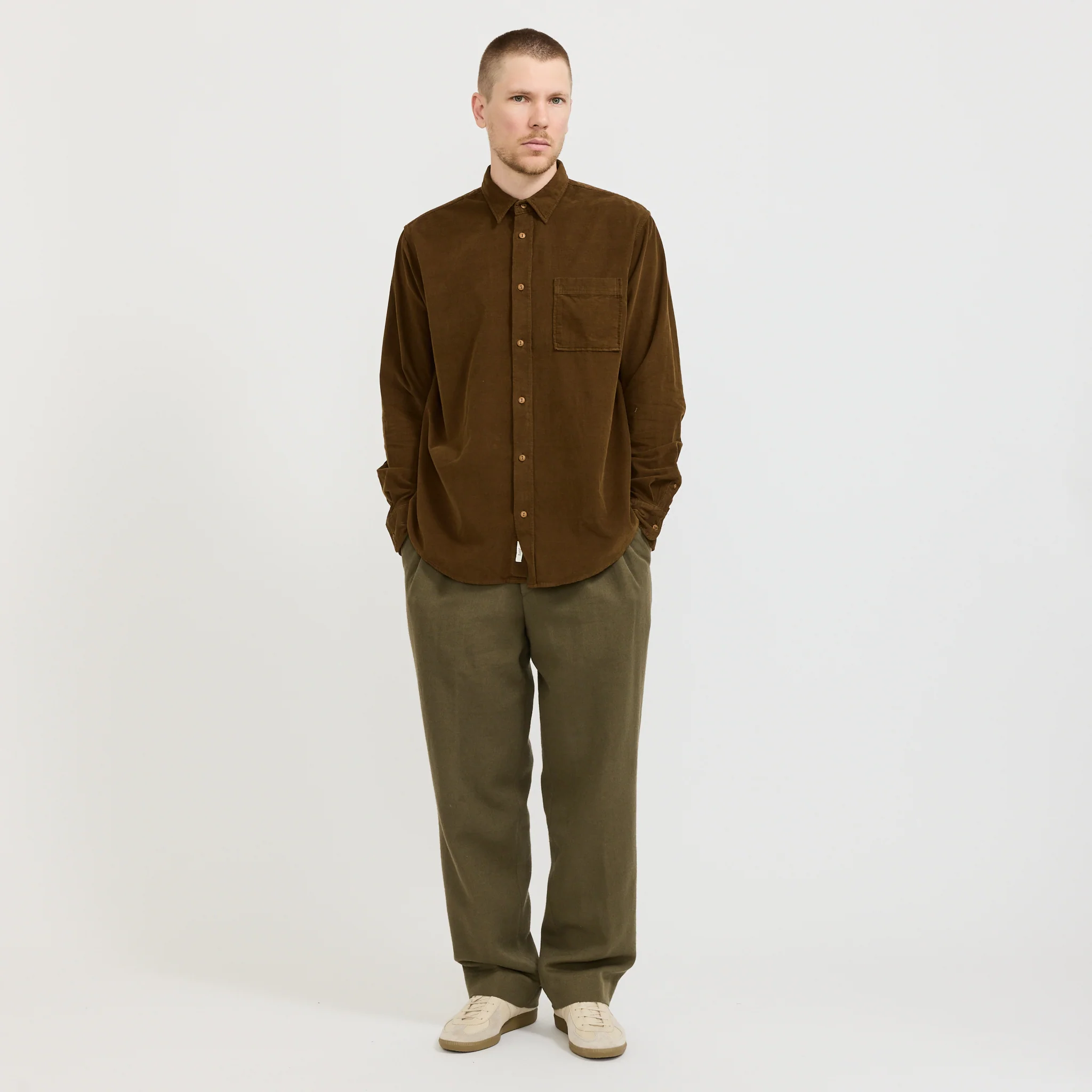 River Corduroy Shirt Burnt Khaki - Image 7