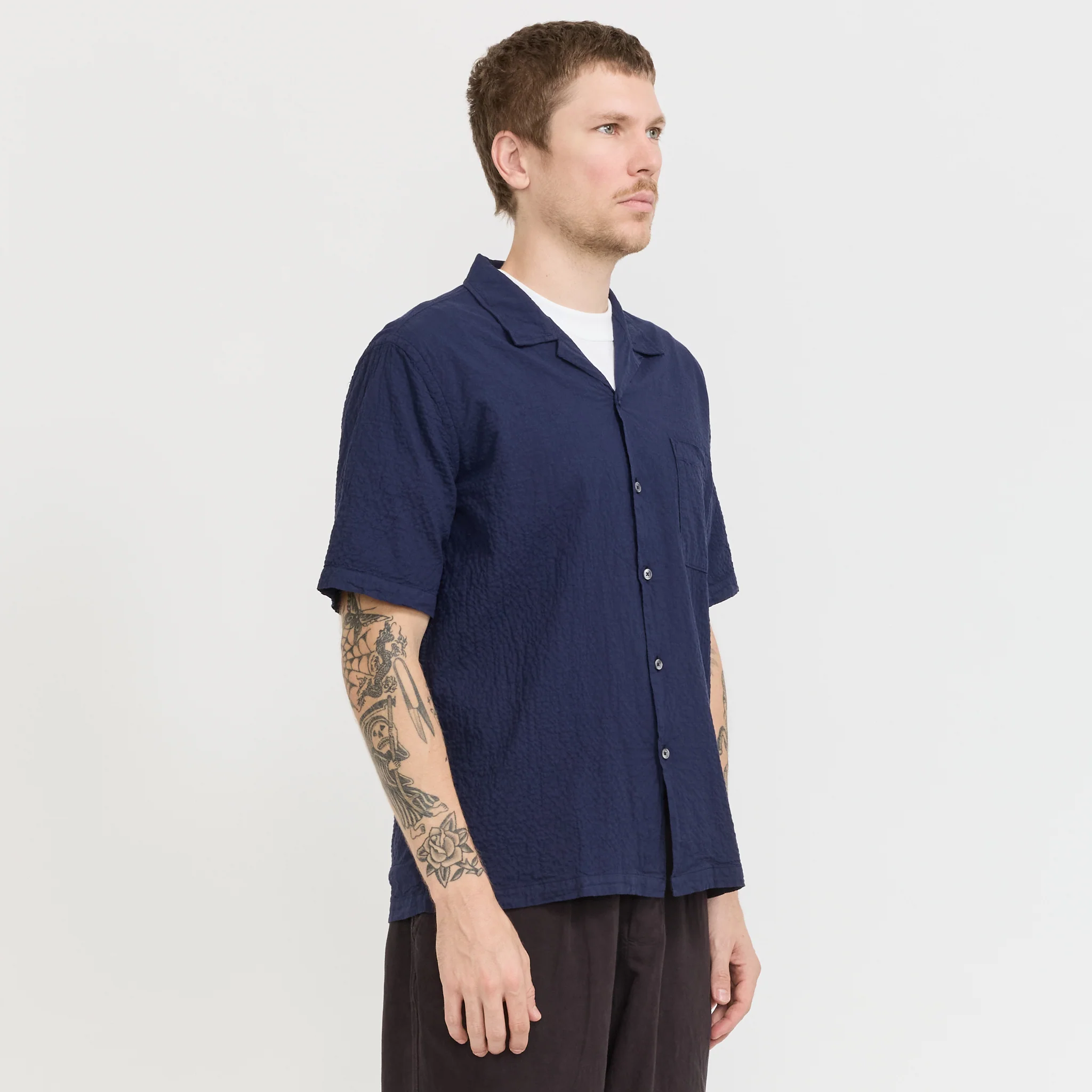 Road Shirt Navy Seersucker - Image 3