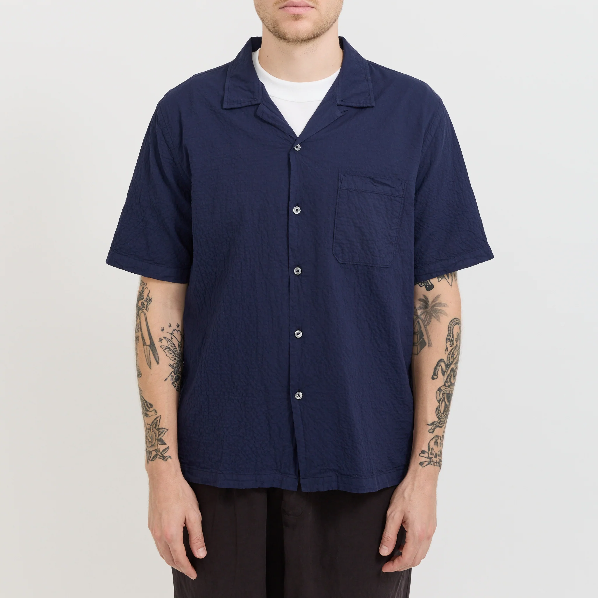 Road Shirt Navy Seersucker - Image 5